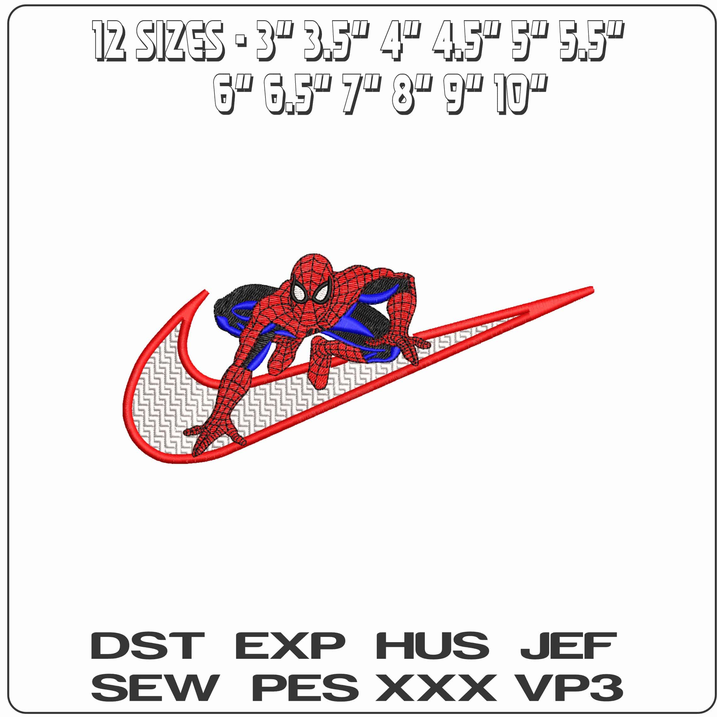 Nike Swoosh Spiderman ready Jump- Elegant embroidery design file - instant download — view 2