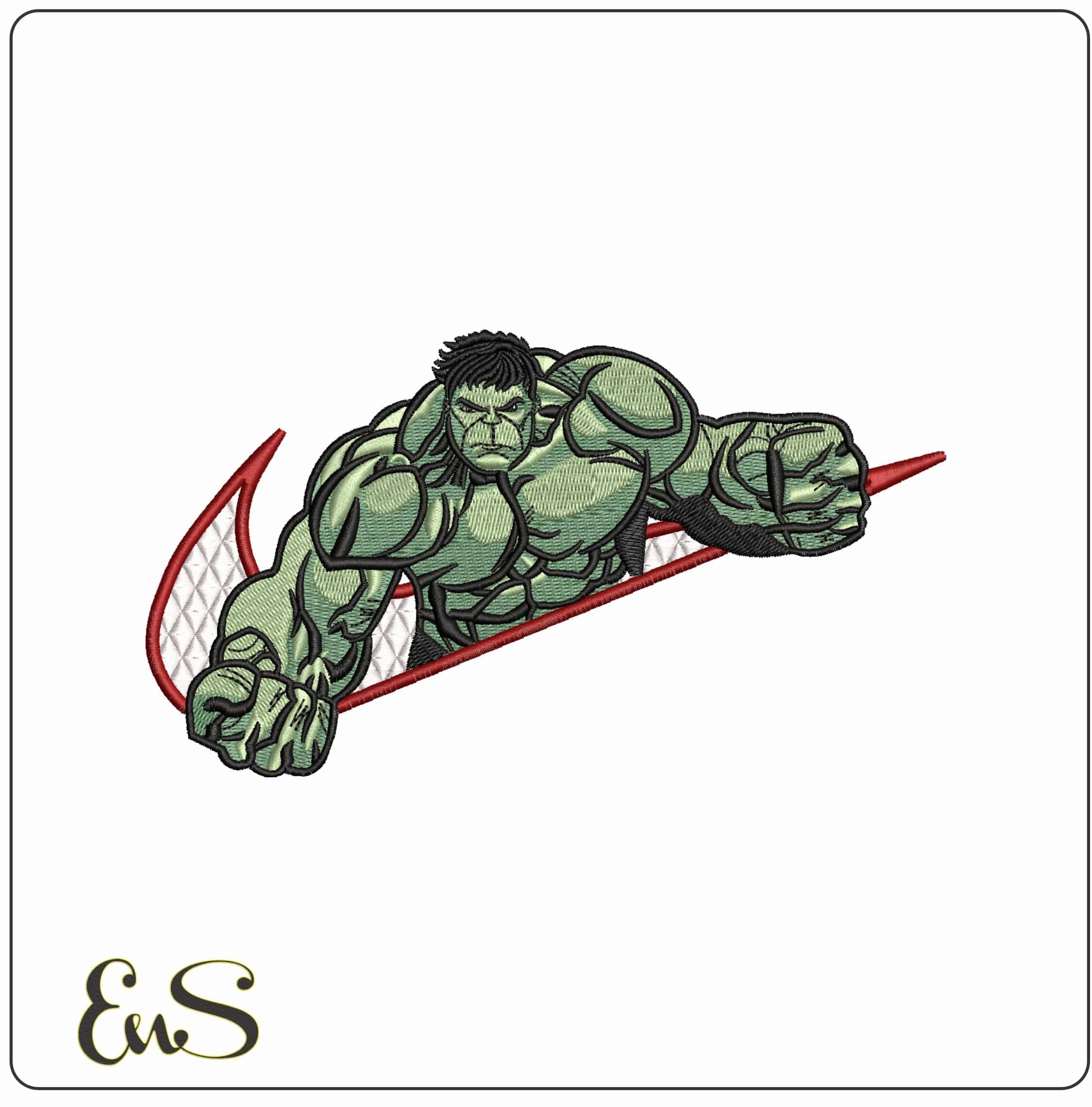 Nike Swoosh The Hulk- Elegant embroidery design file - instant download