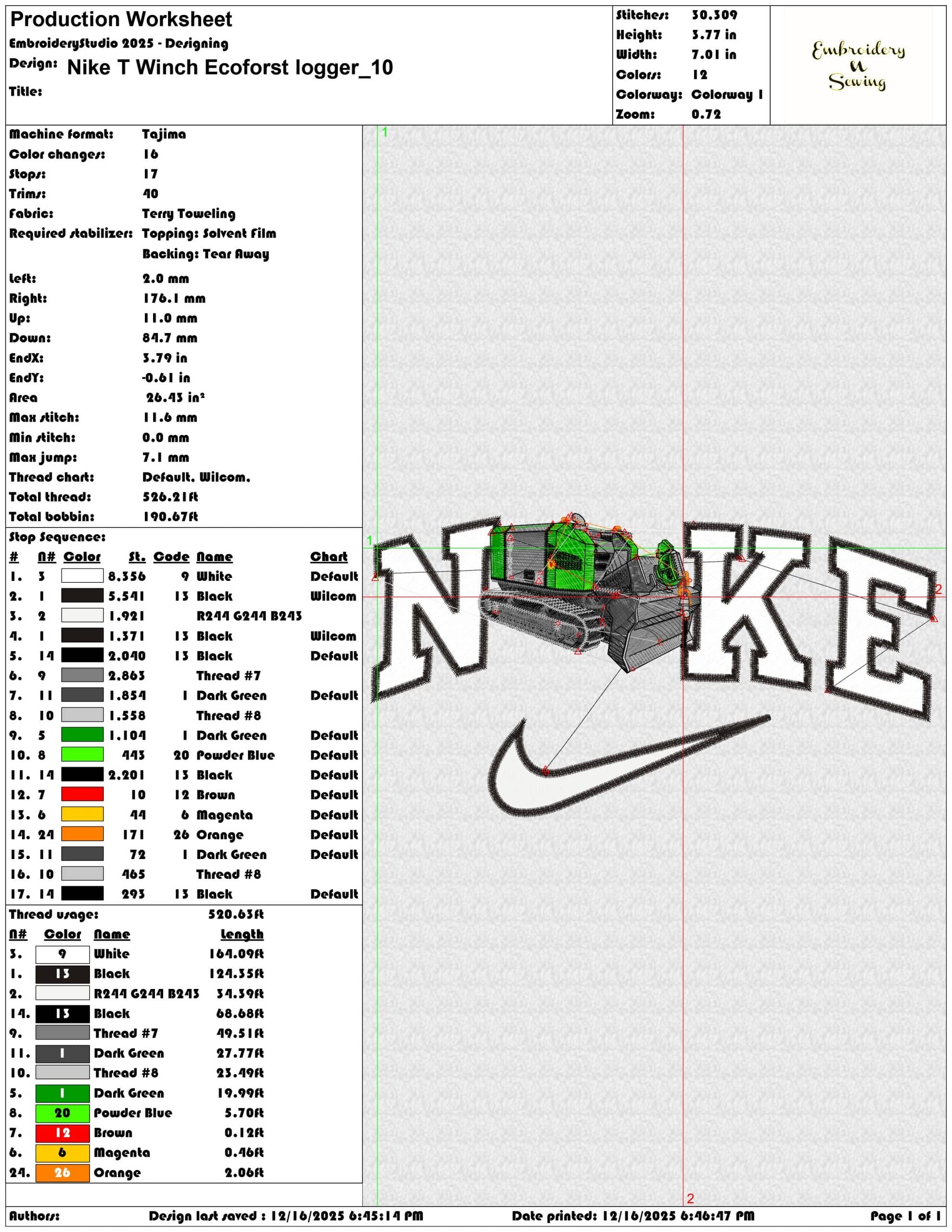 Nike T Winch Ecoforst logger- Elegant embroidery design file - instant download — view 3