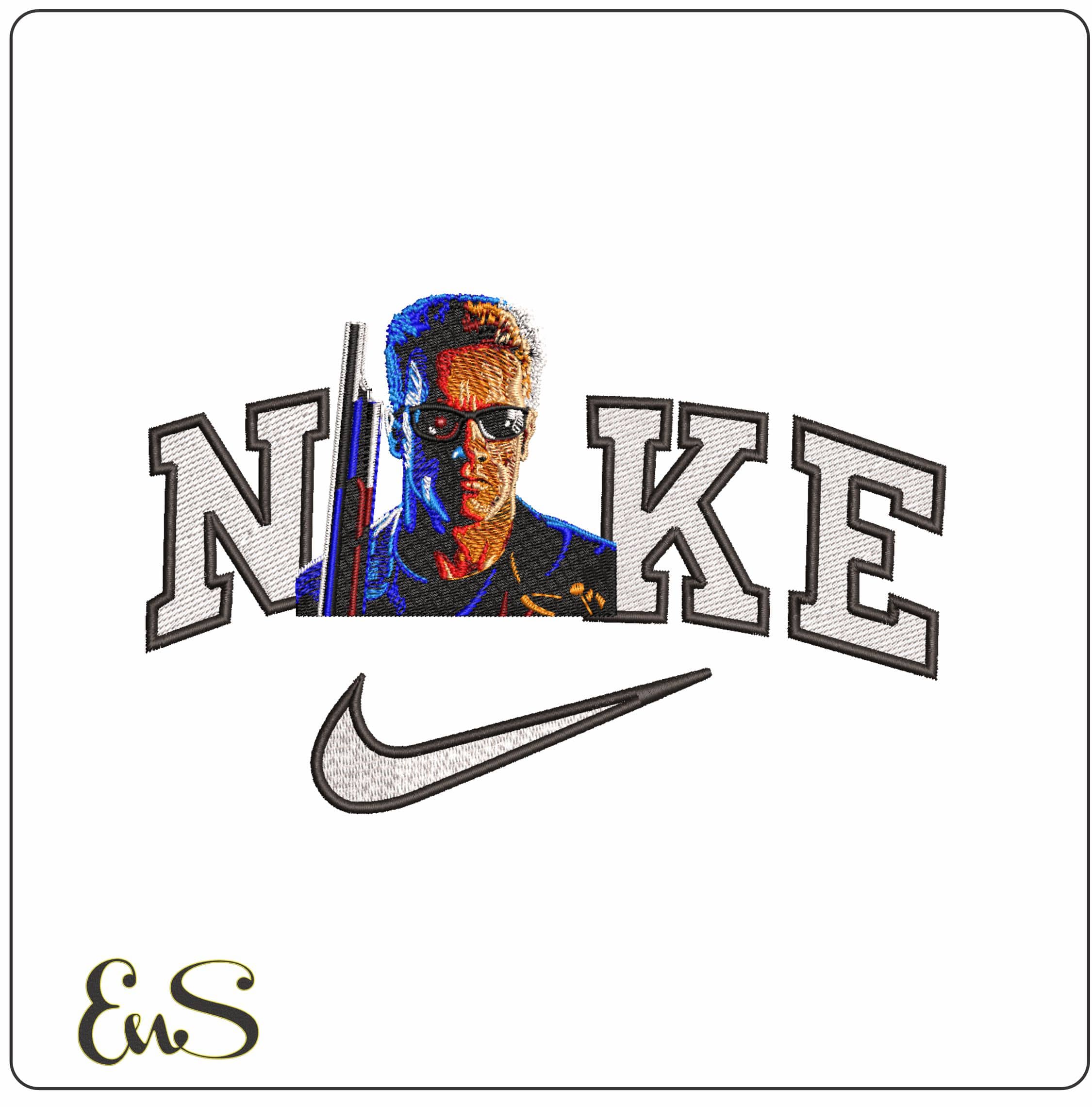 Nike Terminator Arnie Schwarzenegger- Elegant embroidery design file - instant download