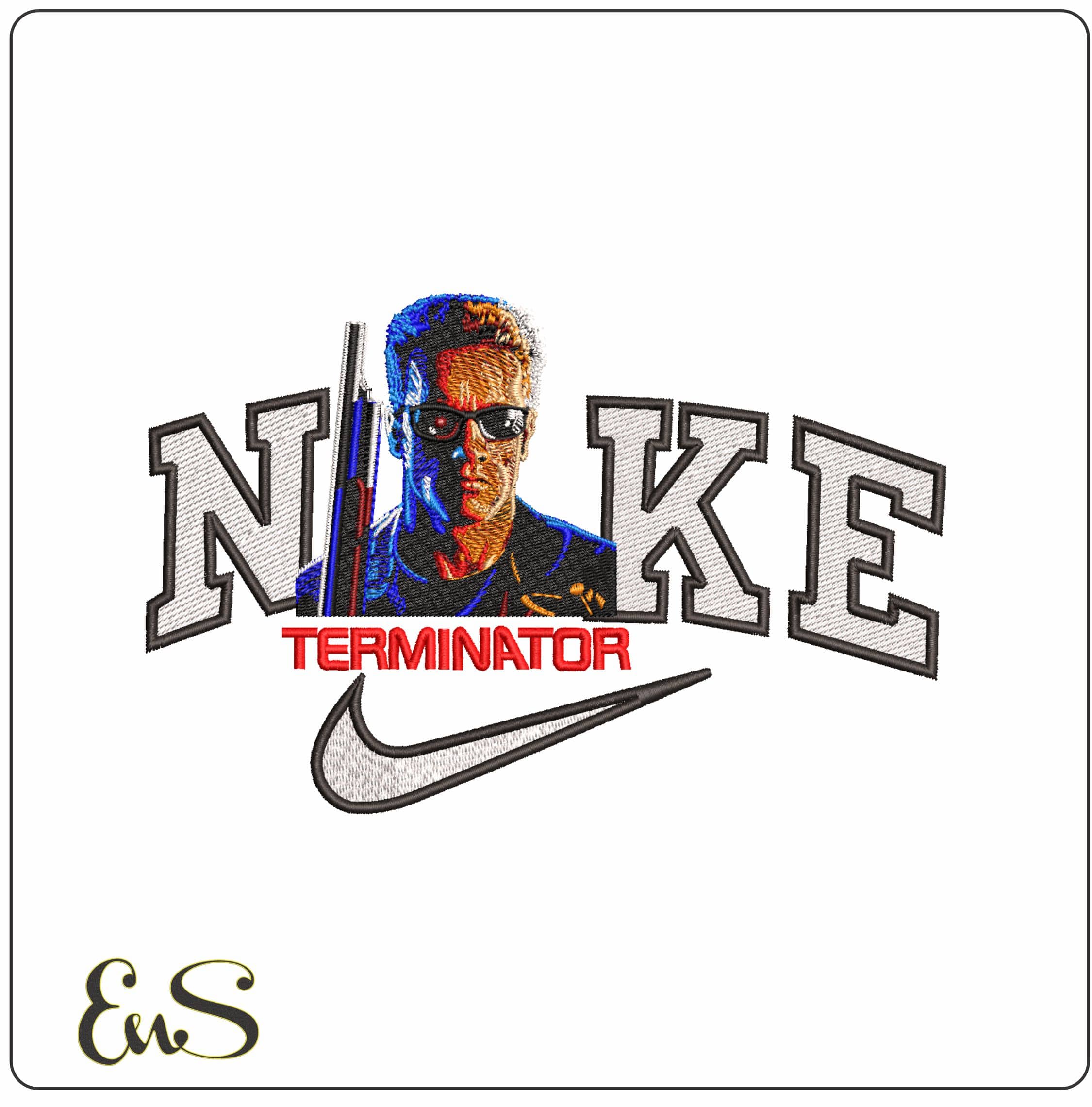 Nike Terminator Arnold Schwarzenegger- Elegant embroidery design file - instant download