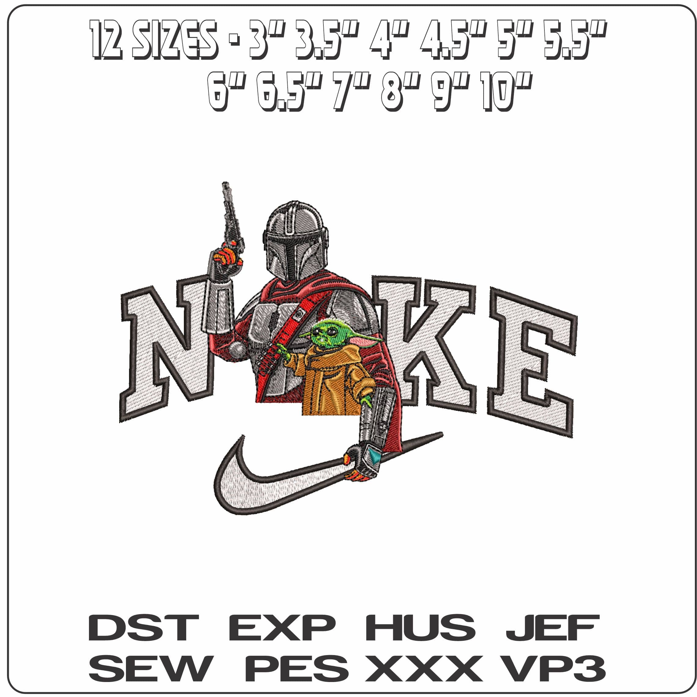 Nike The Mandalorian Jedi Star Wars No Name- Elegant embroidery design file - instant download — view 2