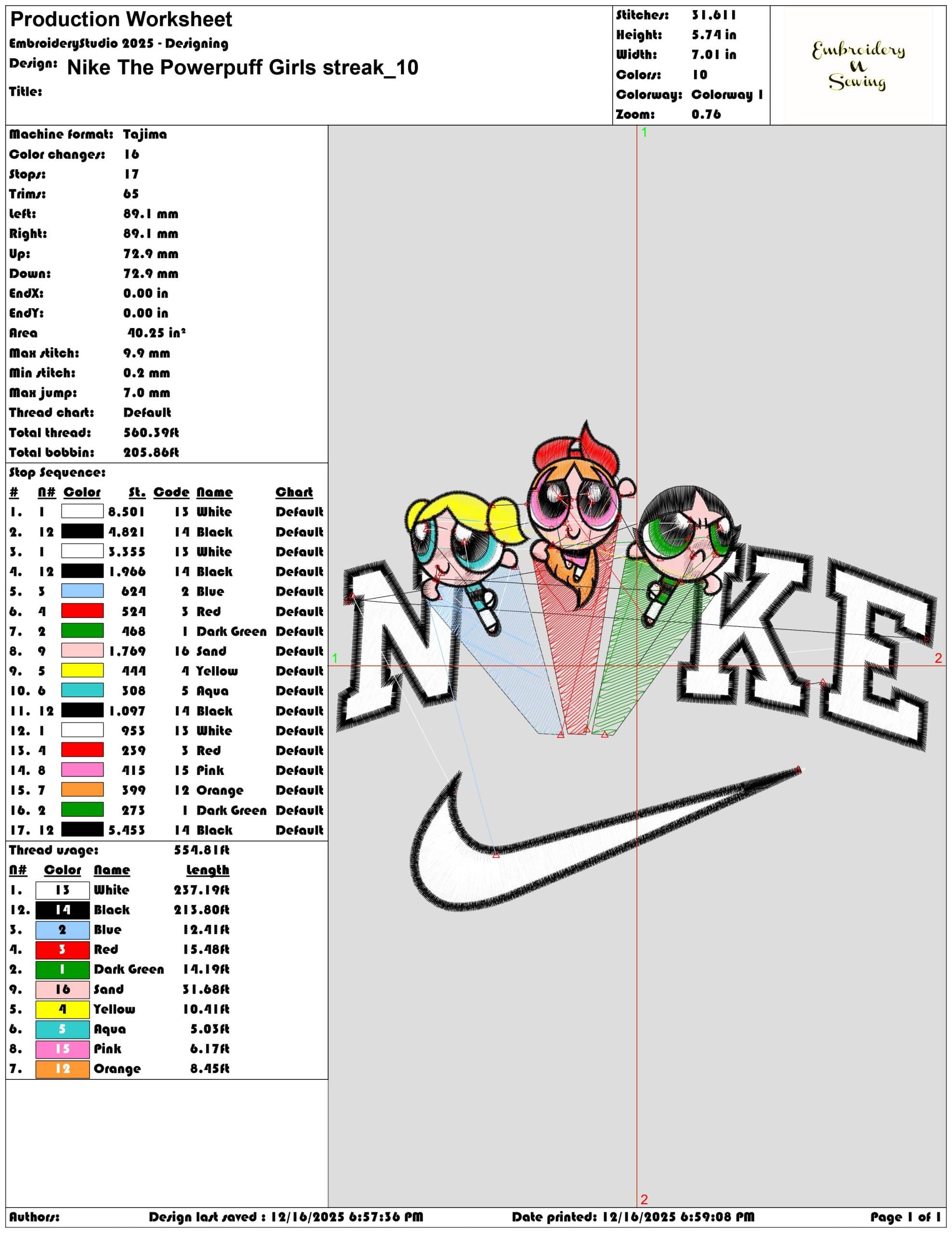 Nike The Powerpuff Girls streak- Elegant embroidery design file - instant download — view 3