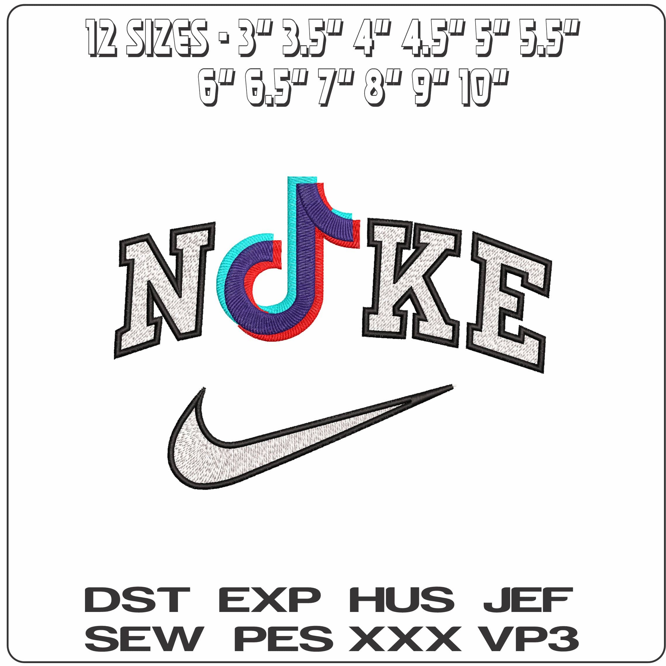 Nike Tik Tok Logo No Name- Elegant embroidery design file - instant download — view 2