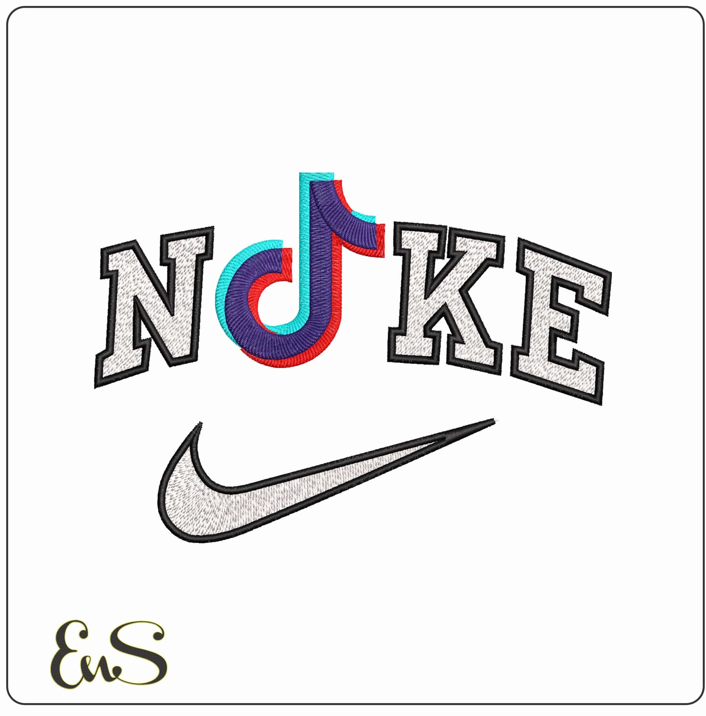 Nike Tik Tok Logo No Name- Elegant embroidery design file - instant download