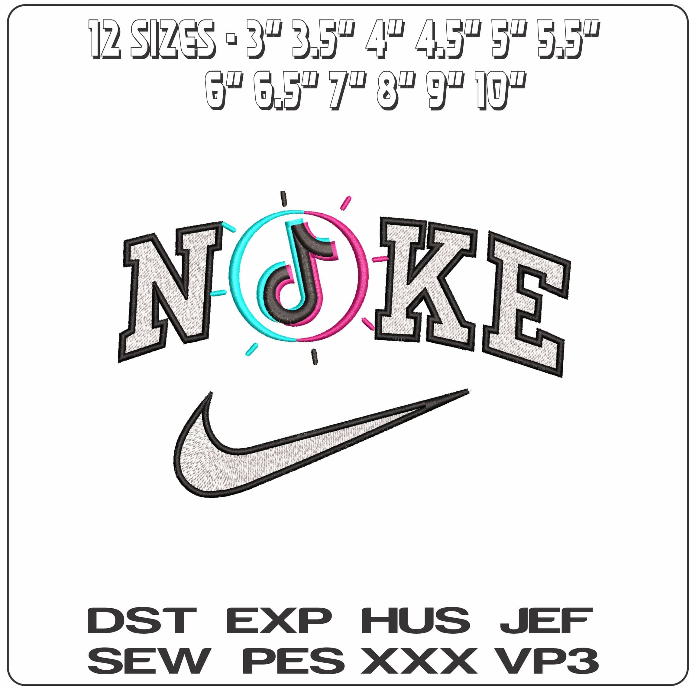 Nike Tik Tok Sun- Elegant embroidery design file - instant download — view 2