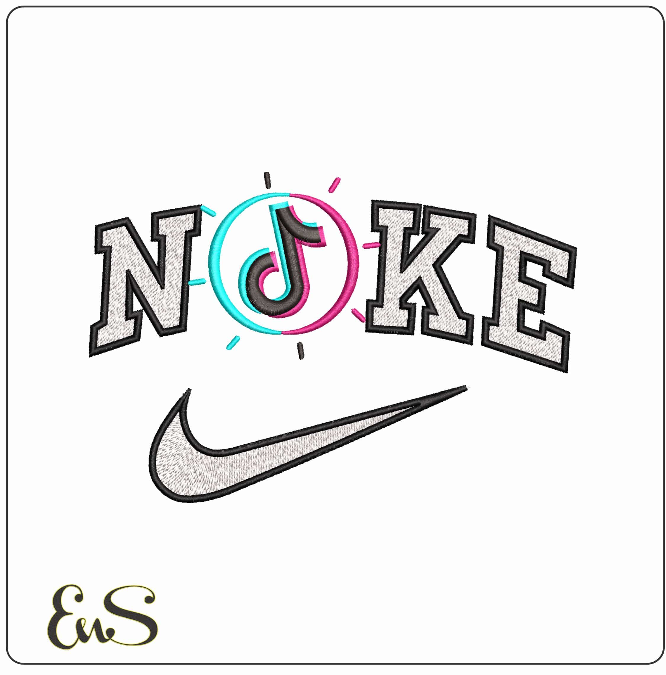Nike Tik Tok Sun- Elegant embroidery design file - instant download