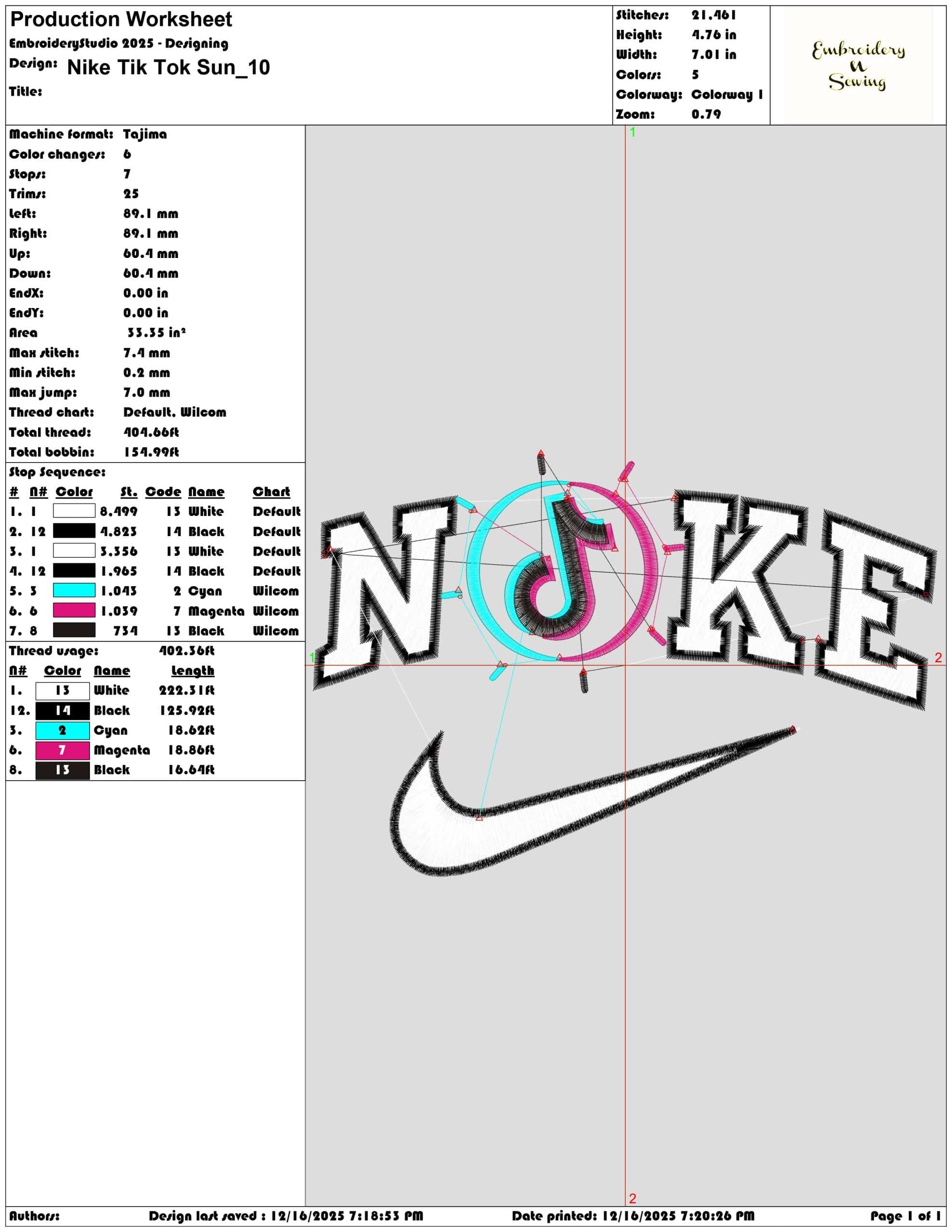 Nike Tik Tok Sun- Elegant embroidery design file - instant download — view 3