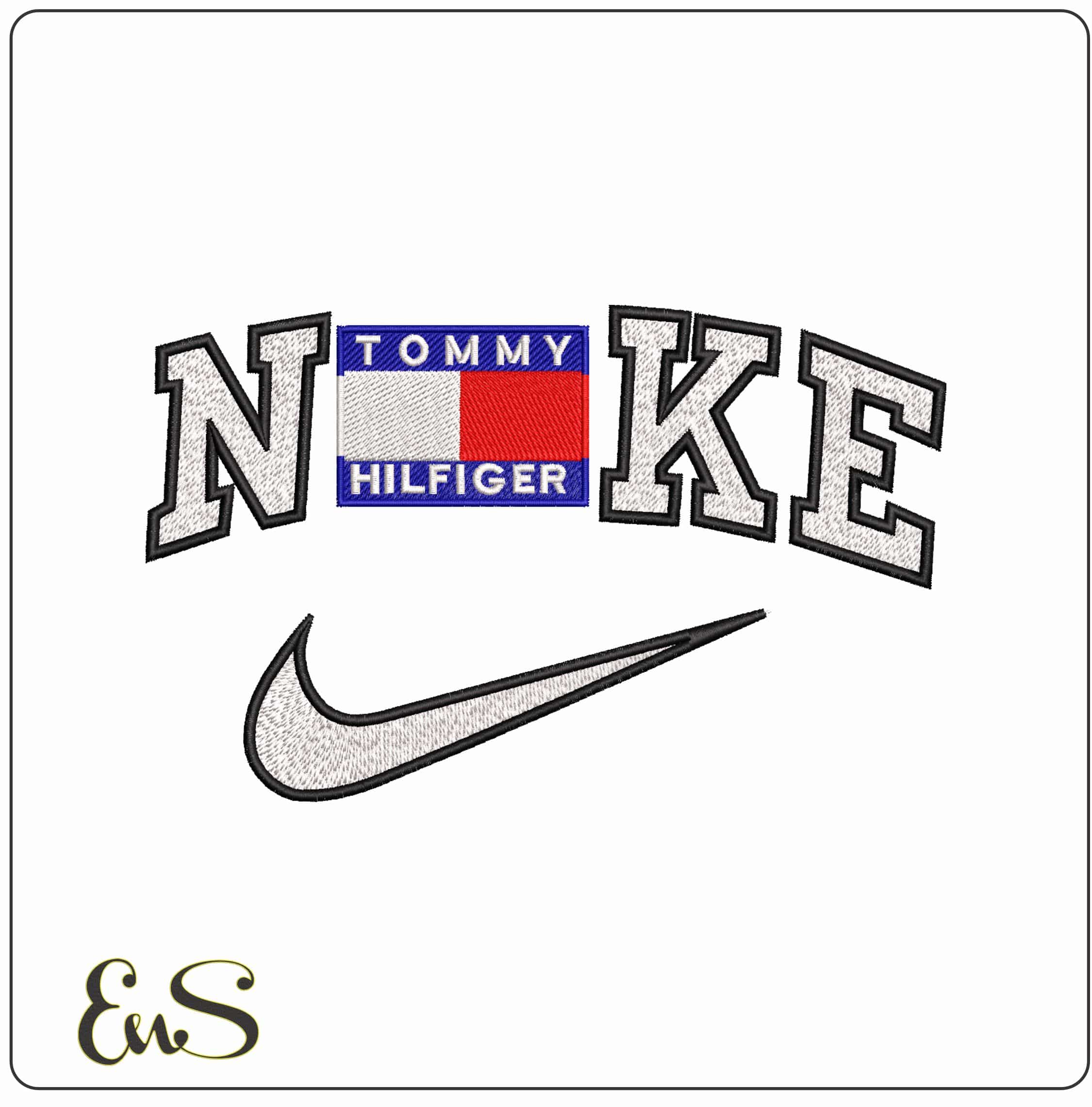 Nike Tommy Hilfiger Logo- Elegant embroidery design file - instant download