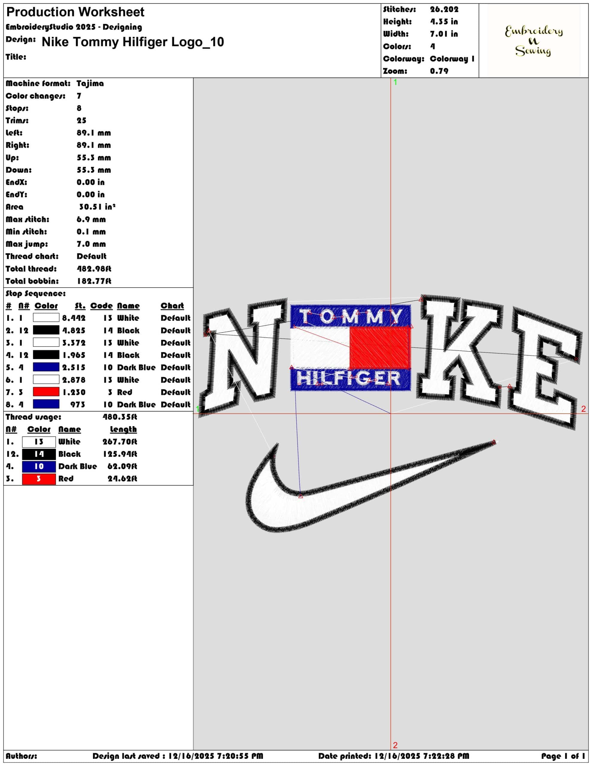 Nike Tommy Hilfiger Logo- Elegant embroidery design file - instant download — view 3