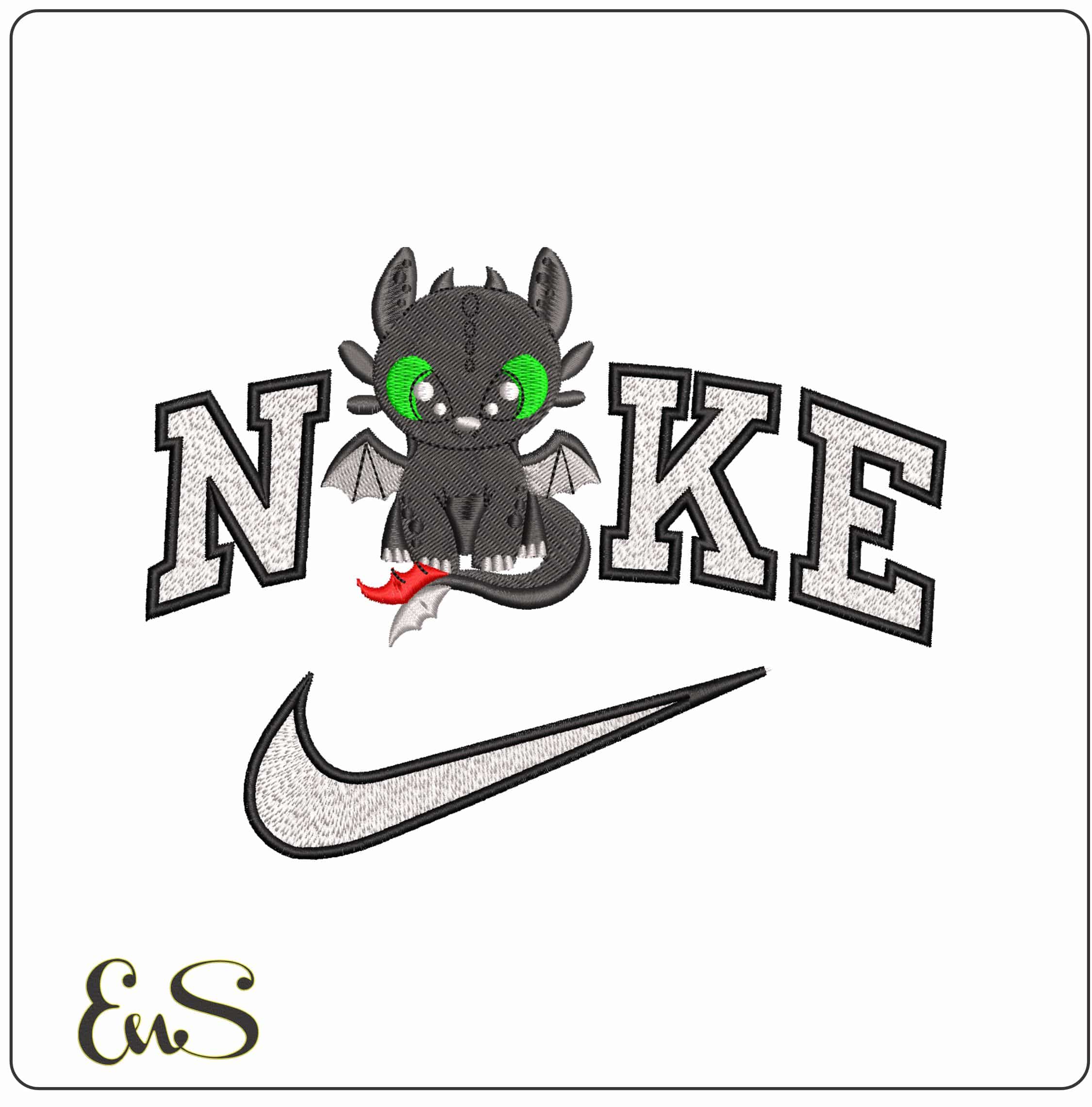 Nike Tootheless Chibi How to train a Dragon- Elegant embroidery design file - instant download
