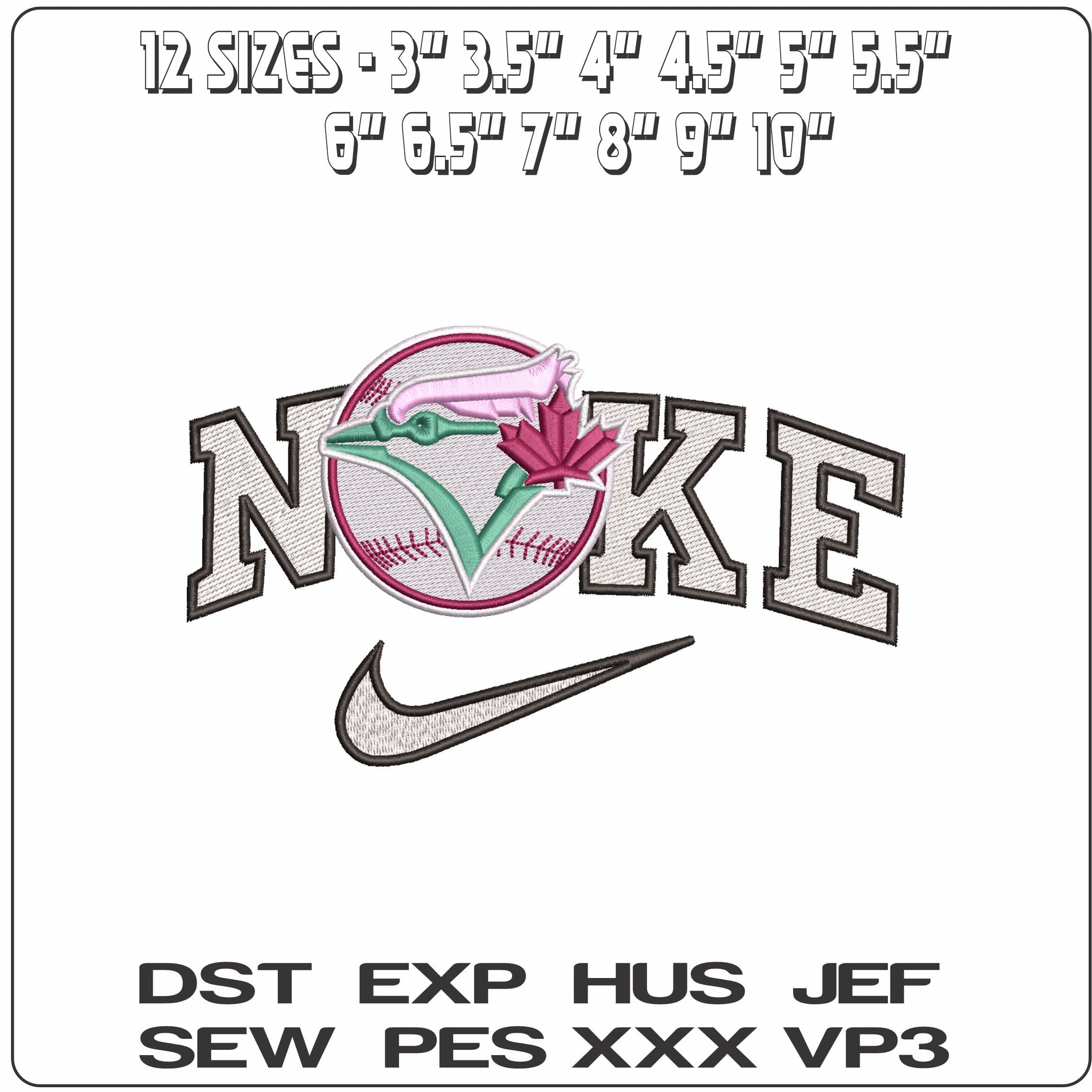 Nike Toronto Blue Jays Baseball Ladies- Elegant embroidery design file - instant download — view 2