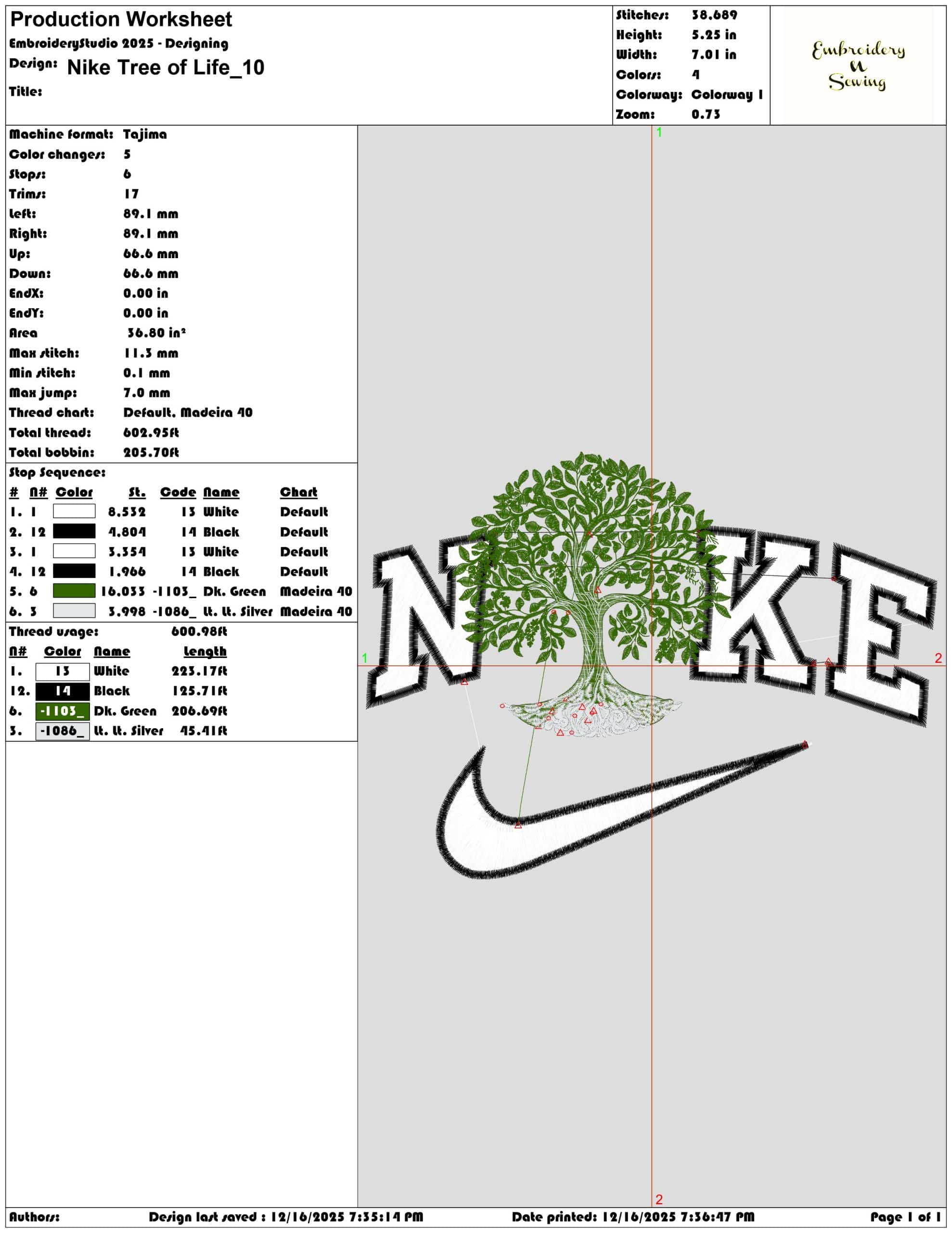 Nike Tree of Life- Elegant embroidery design file - instant download — view 3