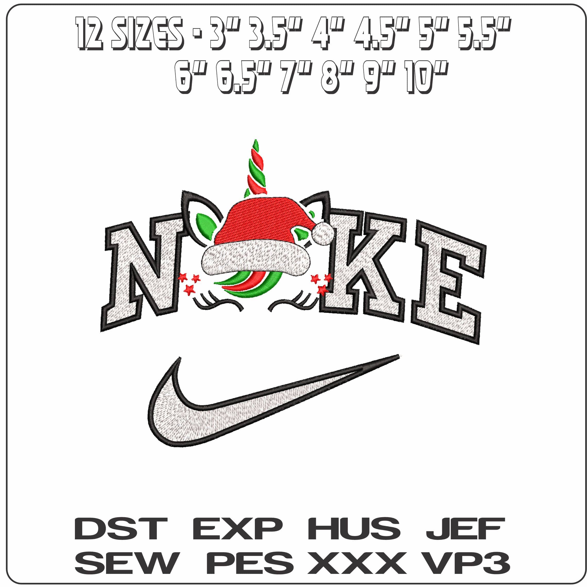 Nike Unicorn Santa Face- Elegant embroidery design file - instant download — view 2