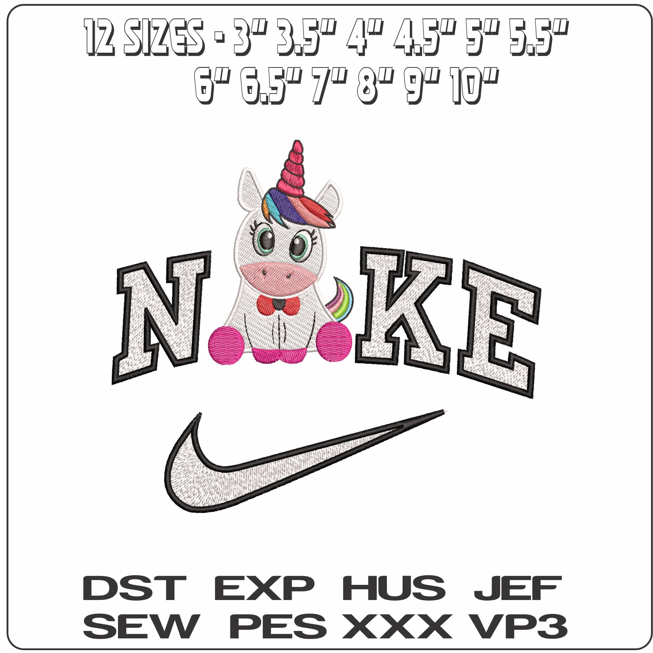 Nike Unicorn Sitting down Facing- Elegant embroidery design file - instant download — view 2