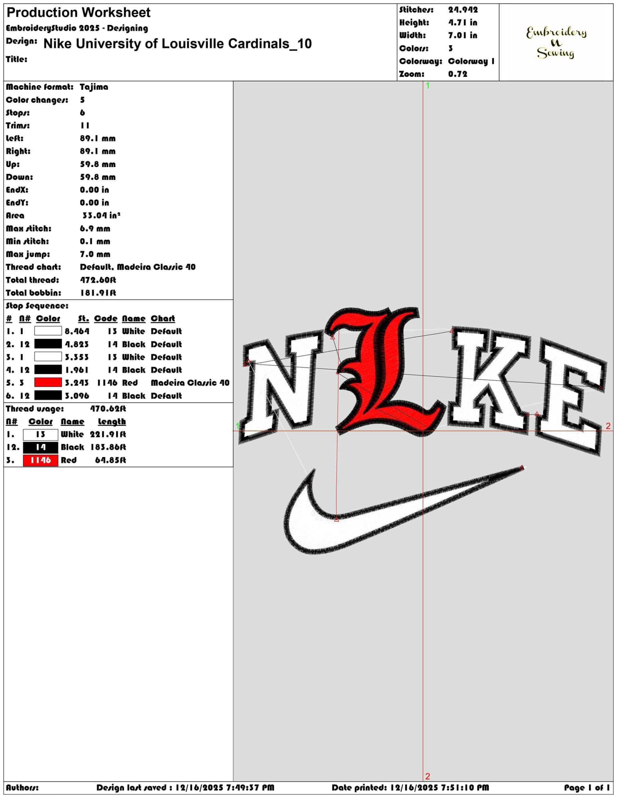 Nike University of Louisville Cardinals- Elegant embroidery design file - instant download — view 3