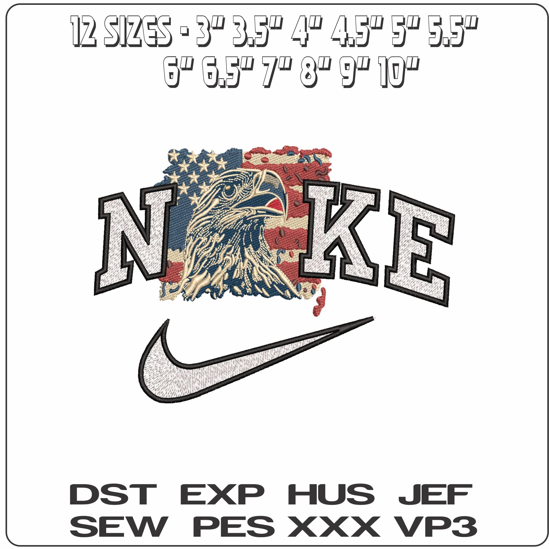 Nike USA Flag Eagle- Elegant embroidery design file - instant download — view 2