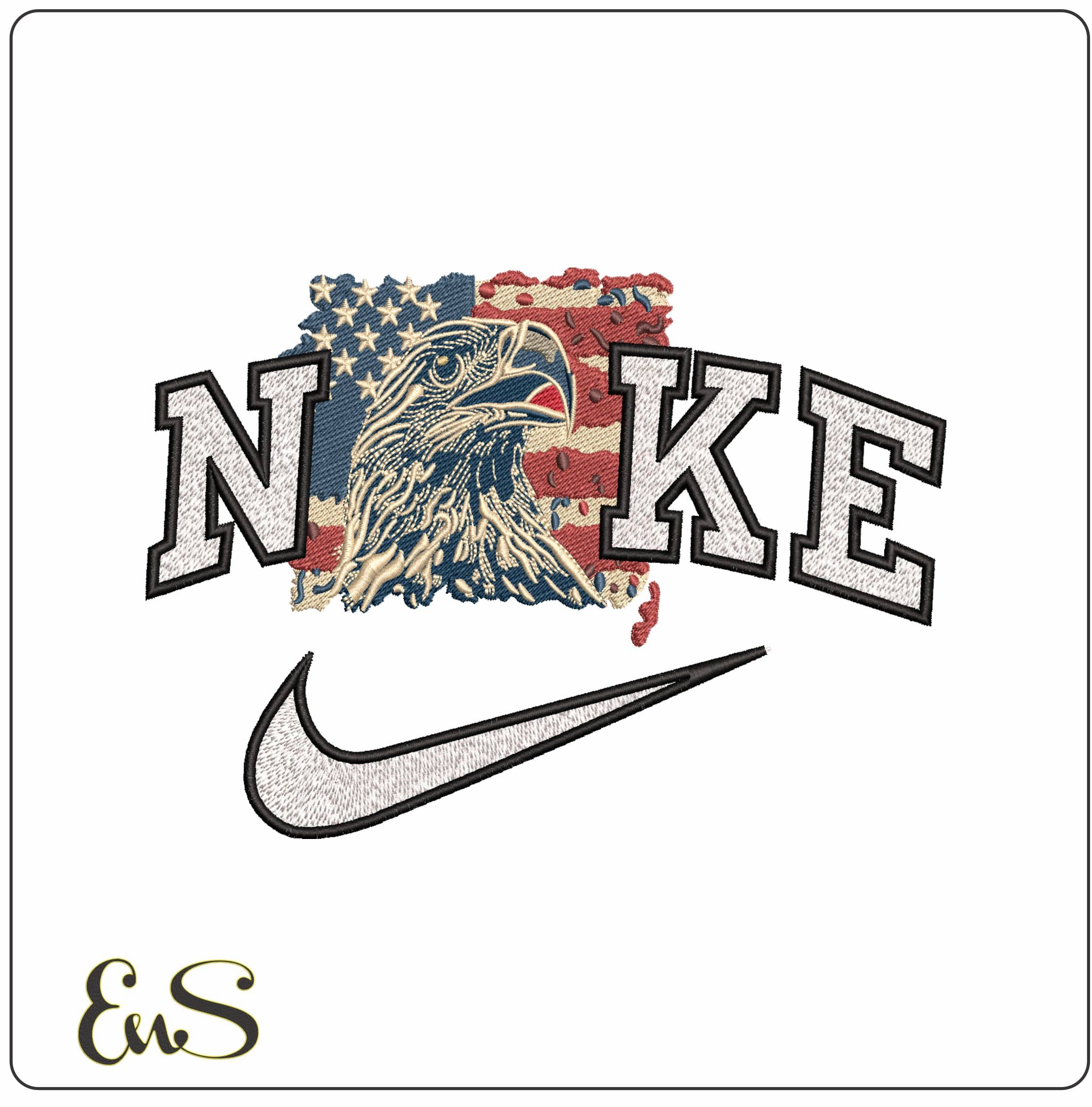 Nike USA Flag Eagle- Elegant embroidery design file - instant download