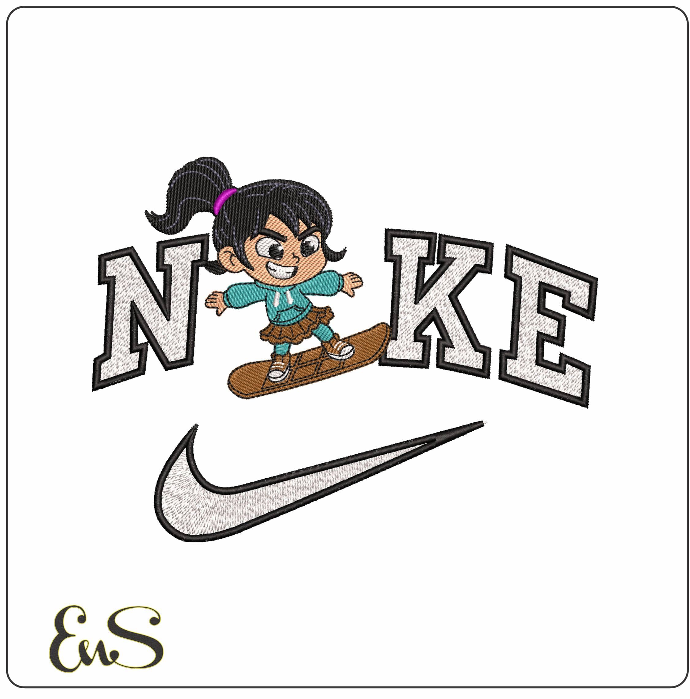 Nike Vanellope Von Schweetz Snowboard Wreck it Ralph- Elegant embroidery design file - instant download