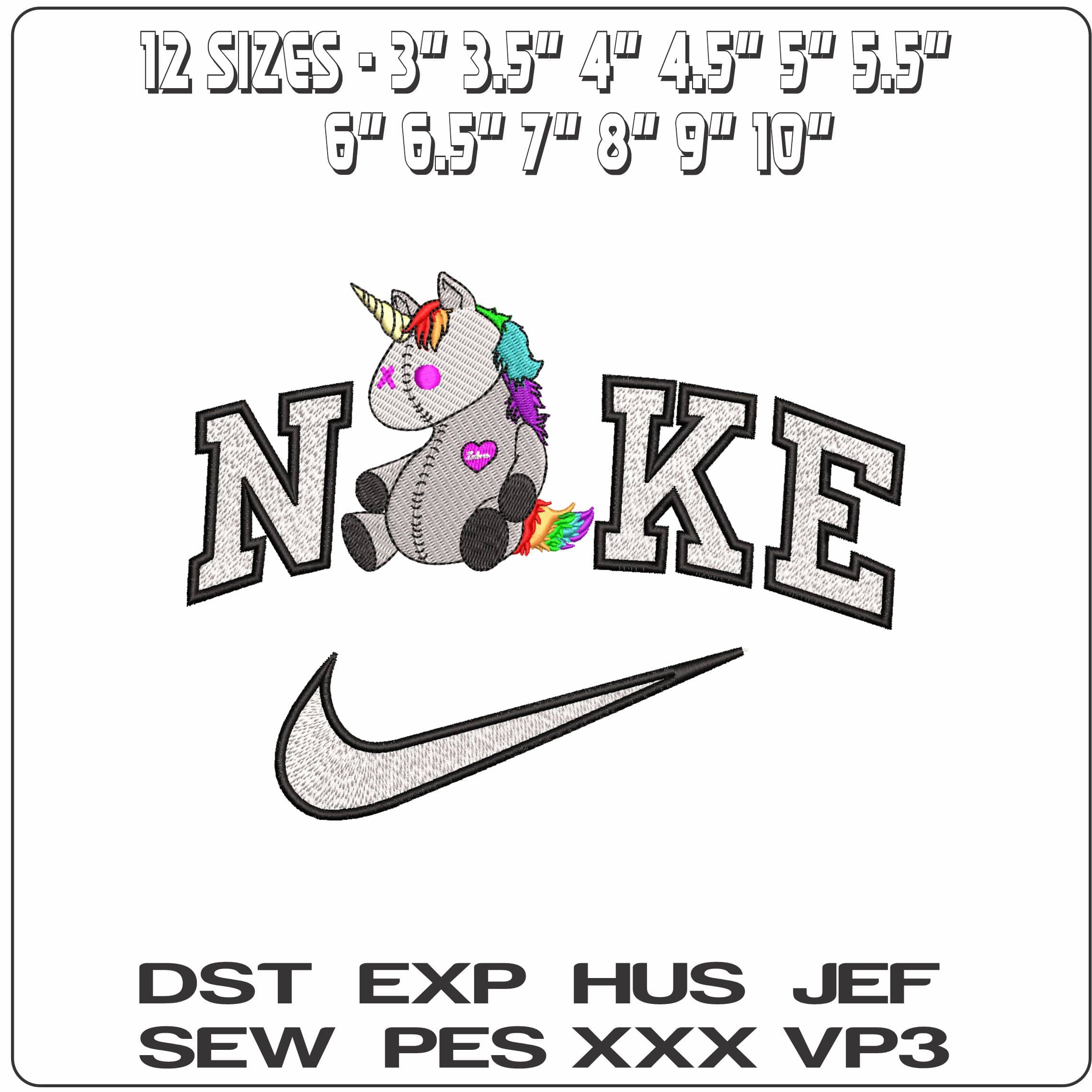 Nike Voodoo Unicorn- Elegant embroidery design file - instant download — view 2