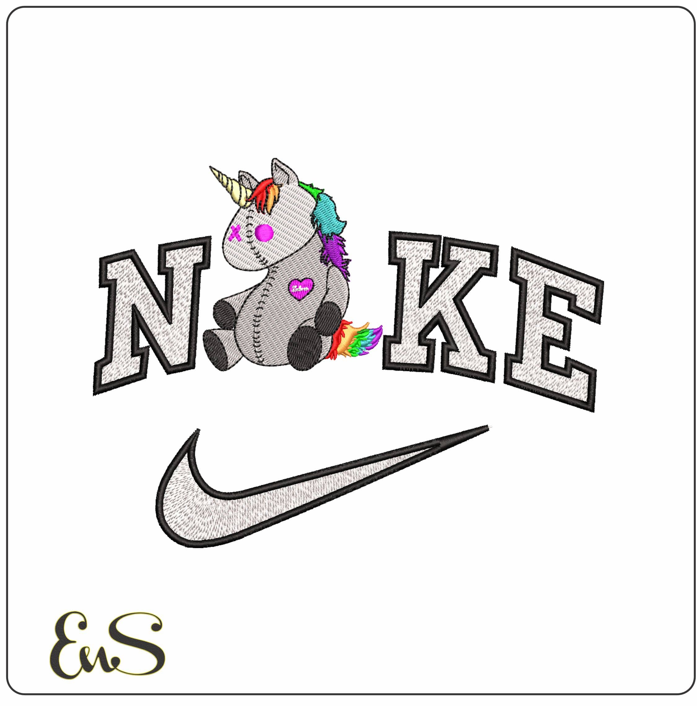 Nike Voodoo Unicorn- Elegant embroidery design file - instant download