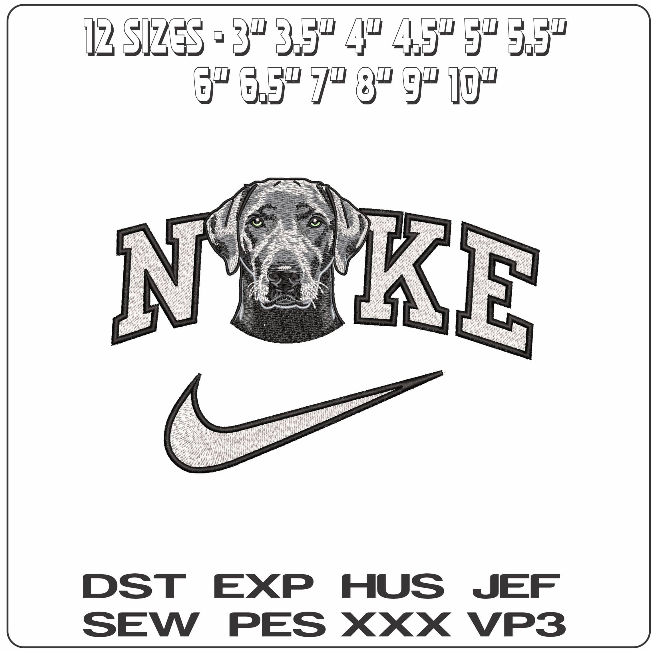 Nike Weimaraner Dog Head- Elegant embroidery design file - instant download — view 2