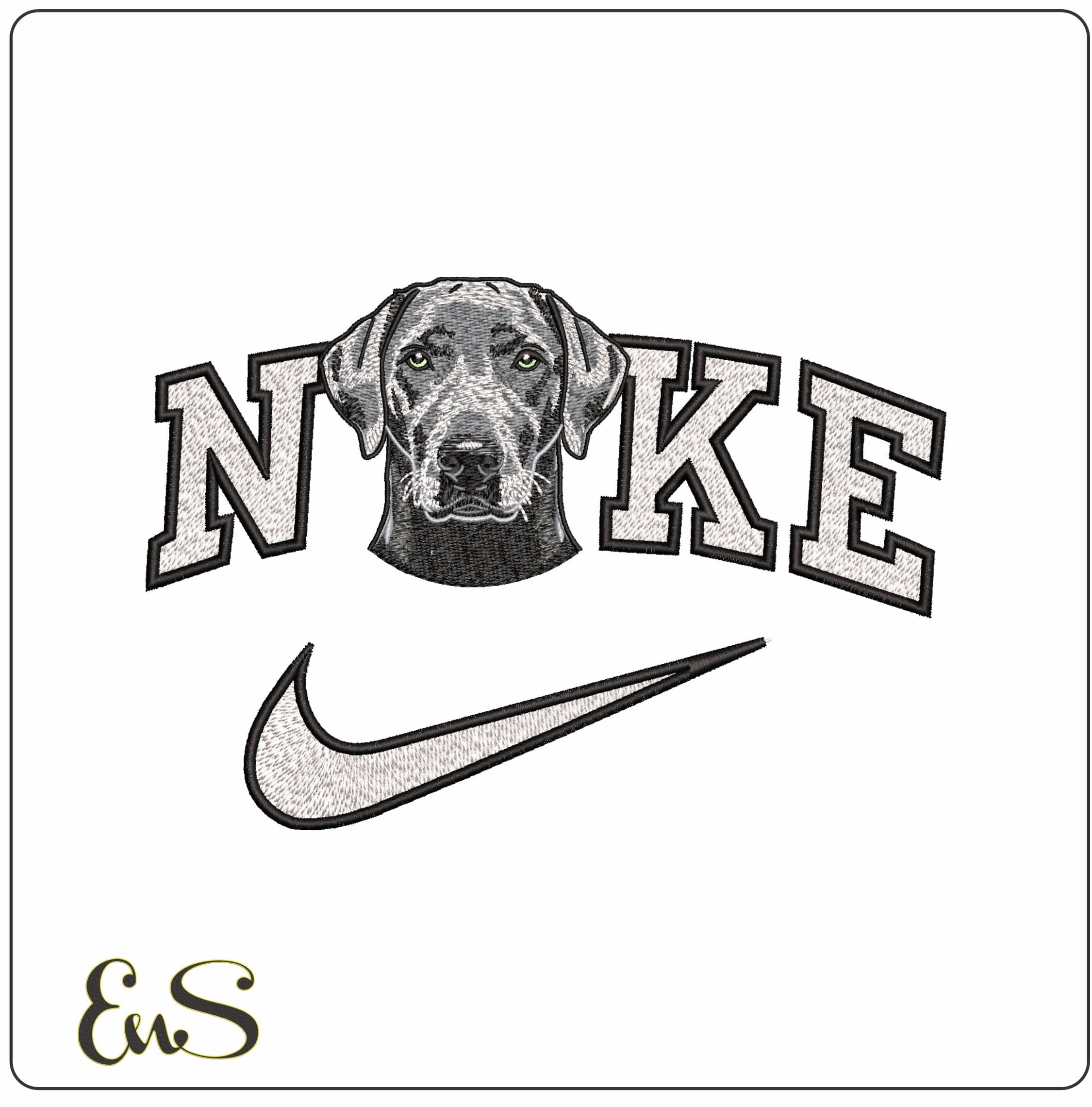 Nike Weimaraner Dog Head- Elegant embroidery design file - instant download