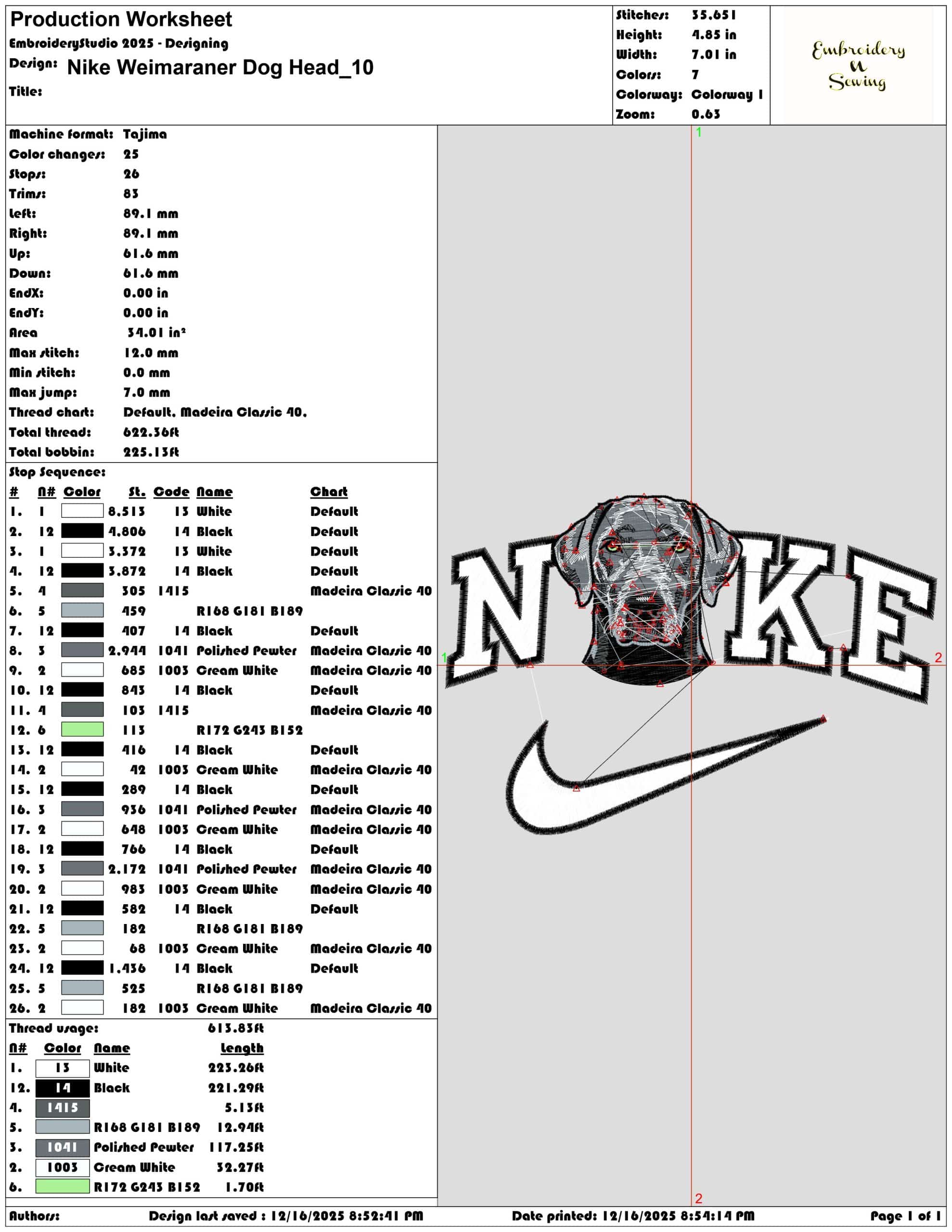 Nike Weimaraner Dog Head- Elegant embroidery design file - instant download — view 3