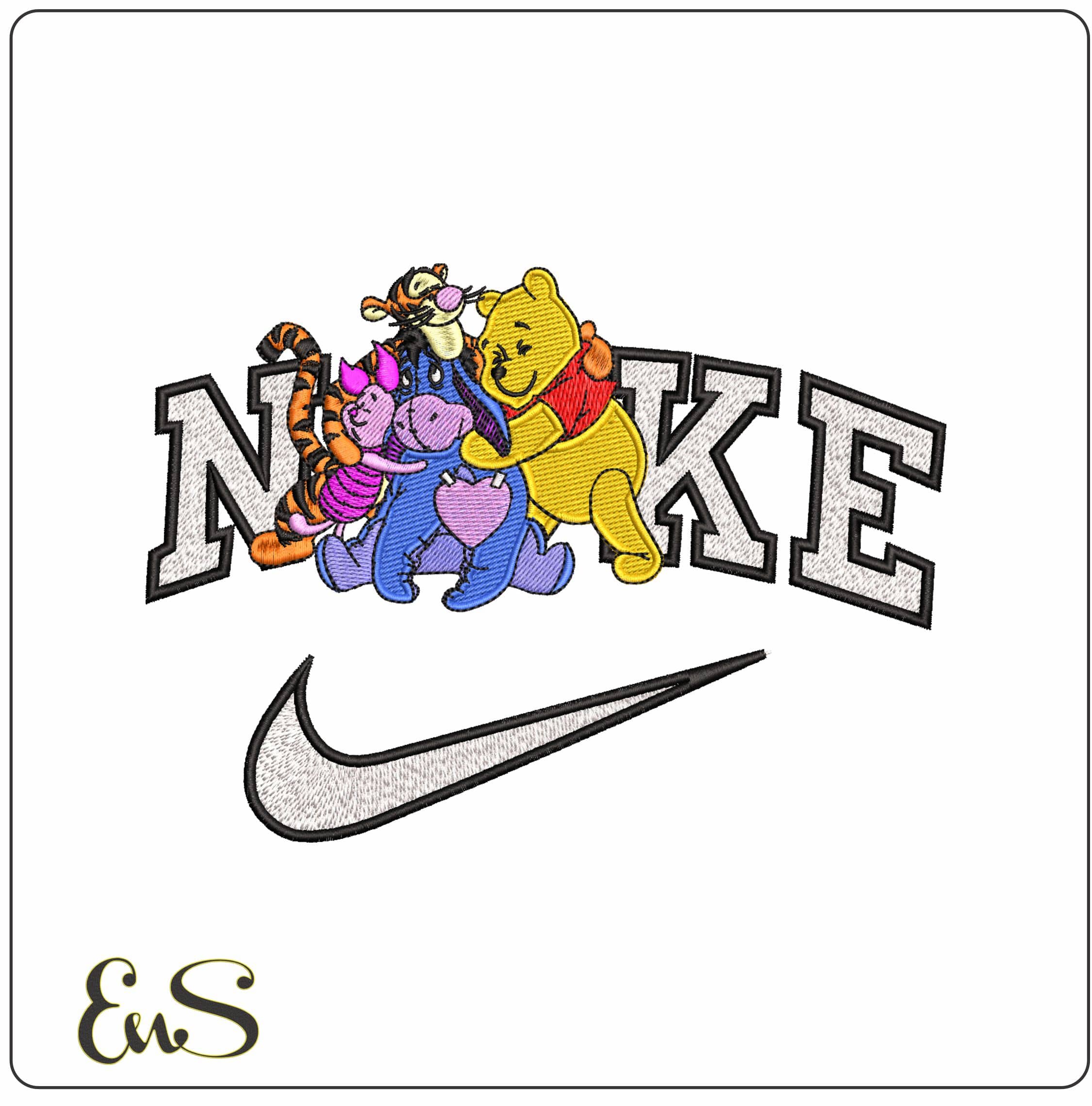 Nike Winnie the Pooh and Friends- Elegant embroidery design file - instant download