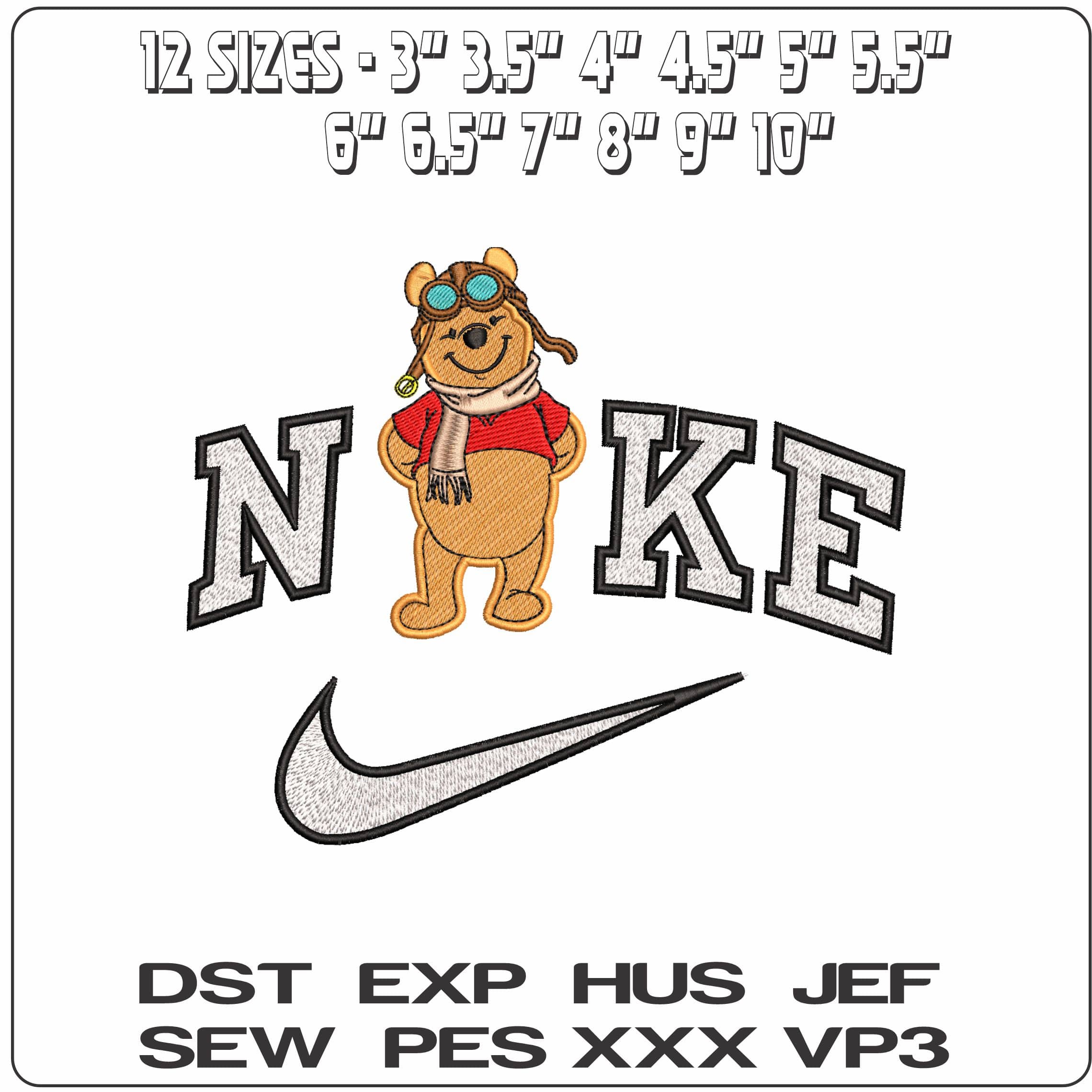 Nike Winnie the Pooh Aviator- Elegant embroidery design file - instant download — view 2