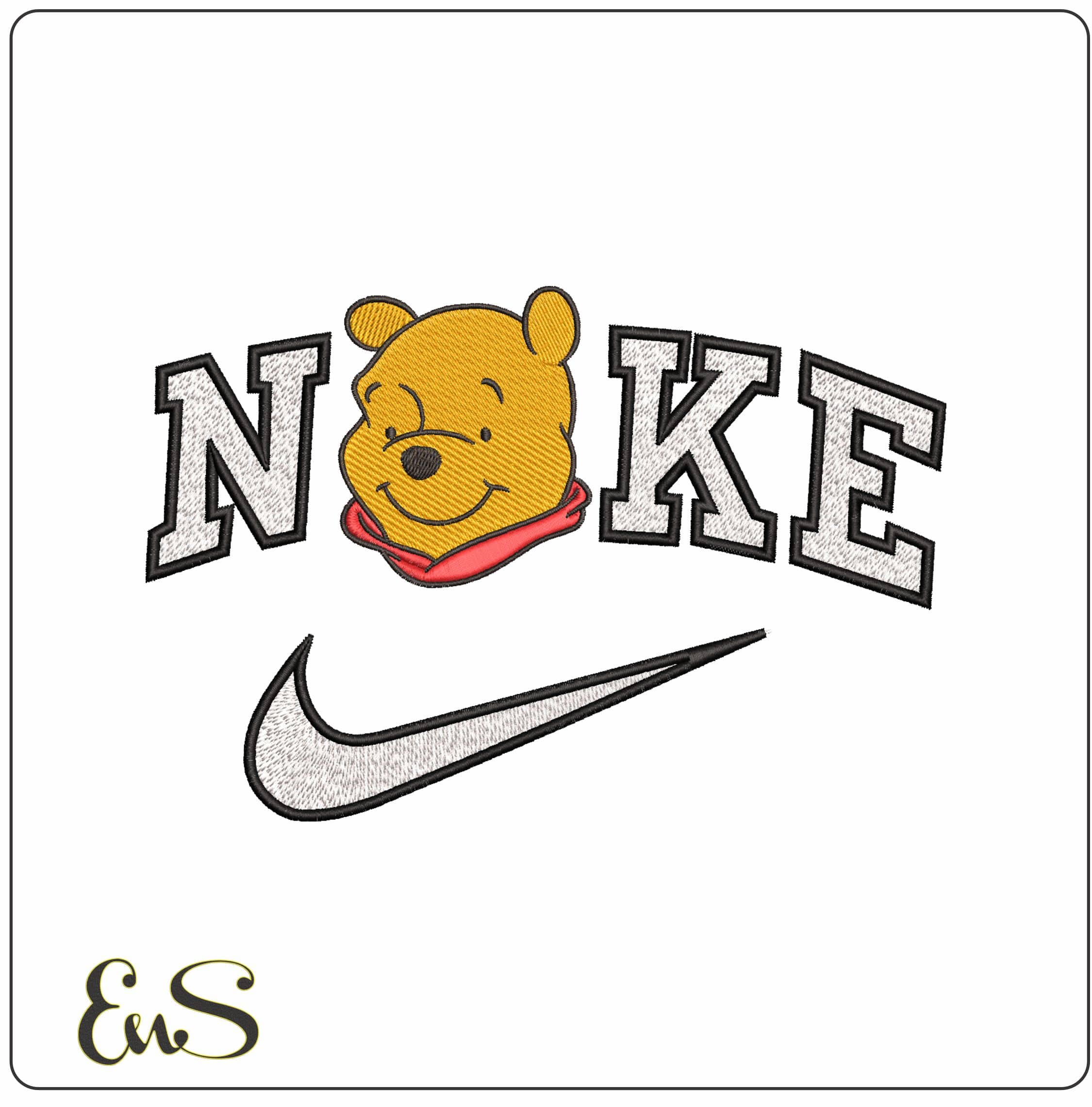 Nike Winnie the Pooh Head- Elegant embroidery design file - instant download