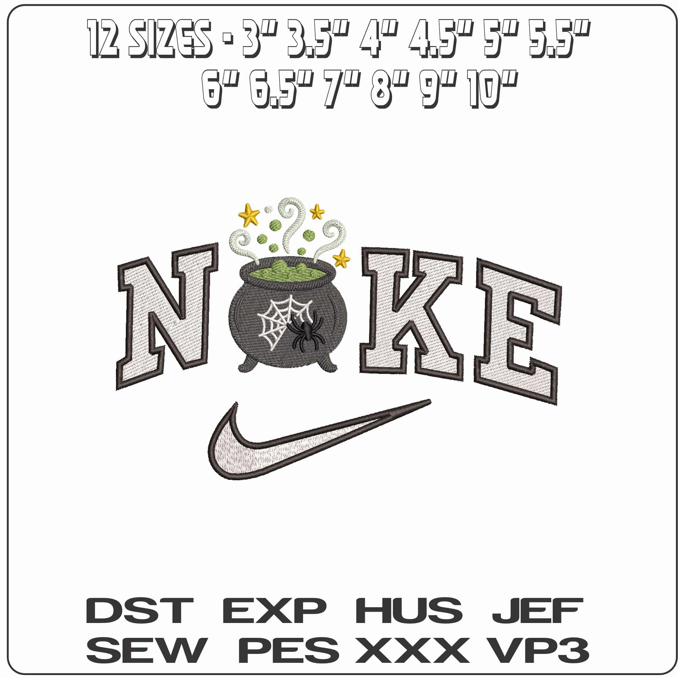 Nike Witches Cauldren- Elegant embroidery design file - instant download — view 2