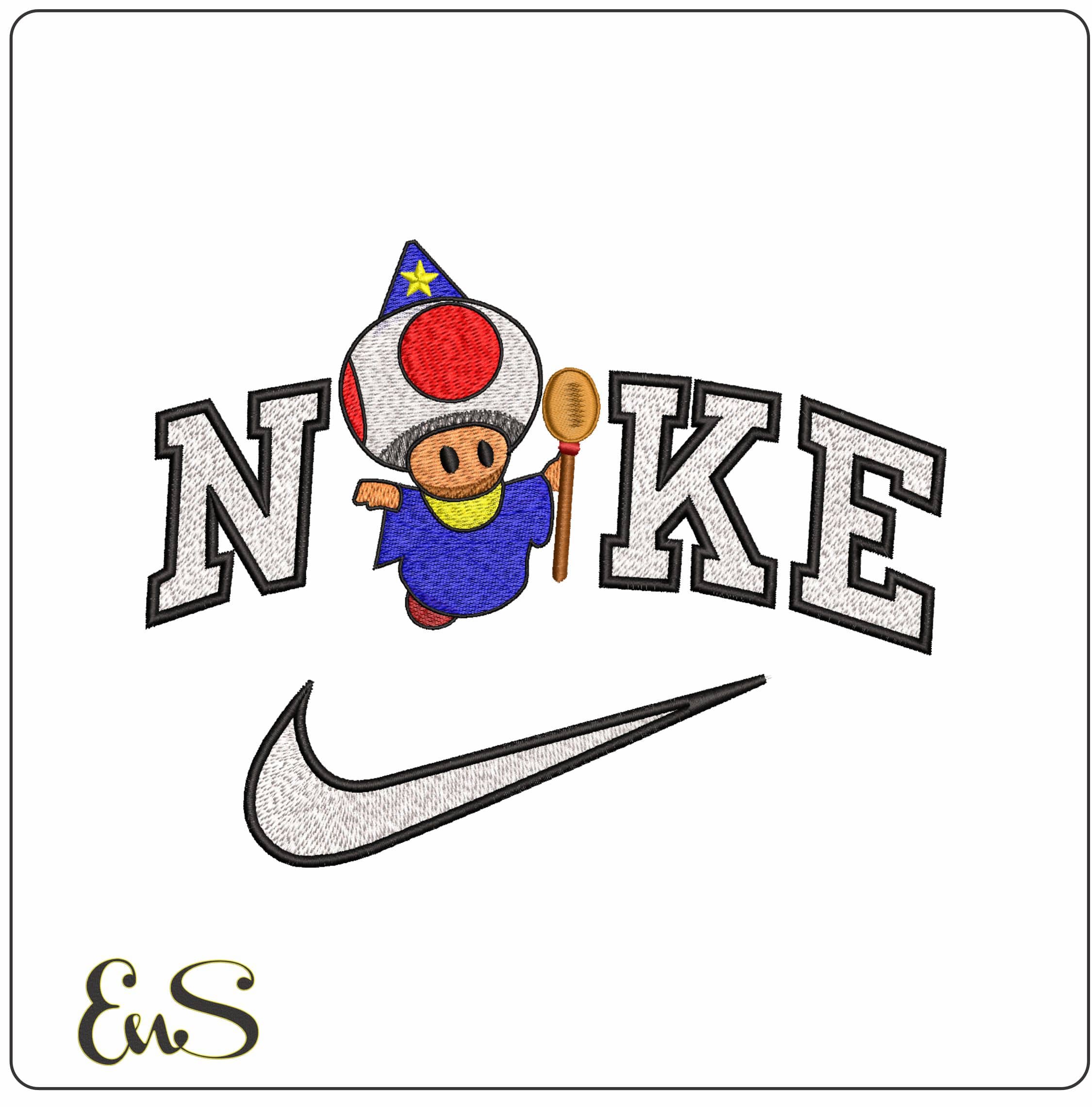 Nike Wizard Toad Super Mario Game- Elegant embroidery design file - instant download