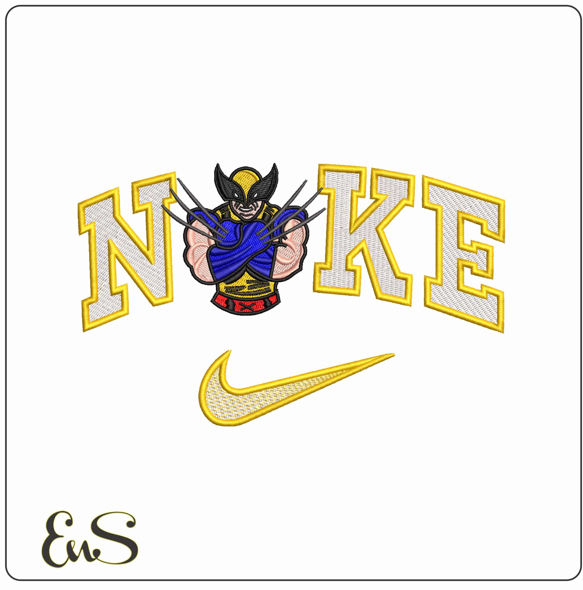 Nike Wolverine Arm Cross- Elegant embroidery design file - instant download