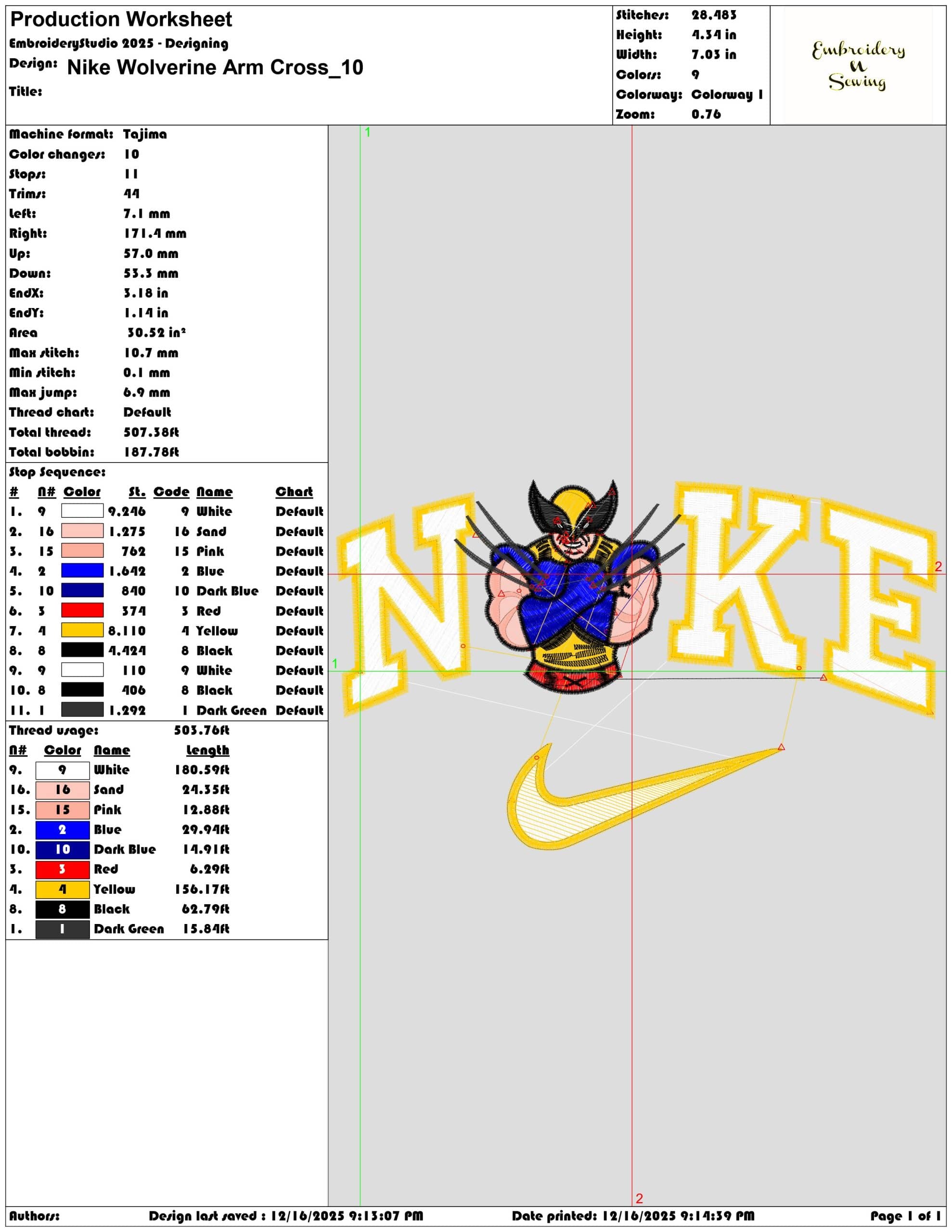 Nike Wolverine Arm Cross- Elegant embroidery design file - instant download — view 3
