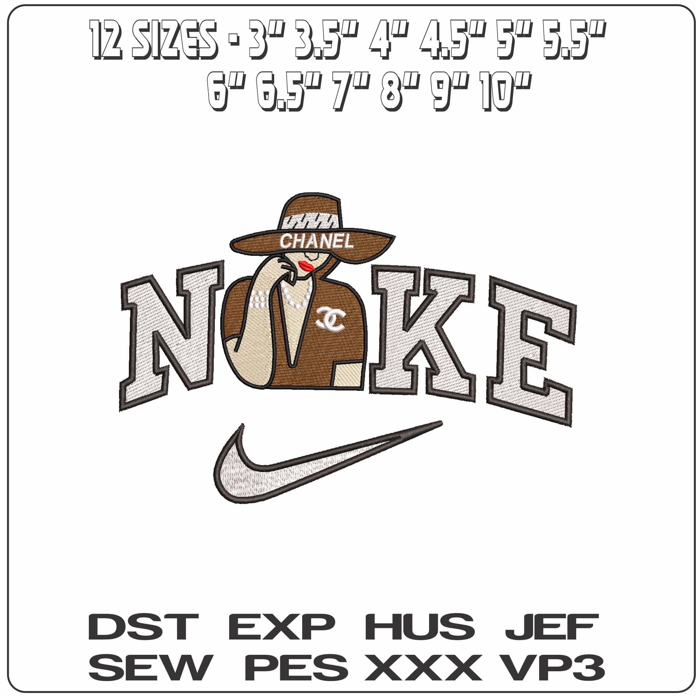 Nike Woman in Chanel- Elegant embroidery design file - instant download — view 2