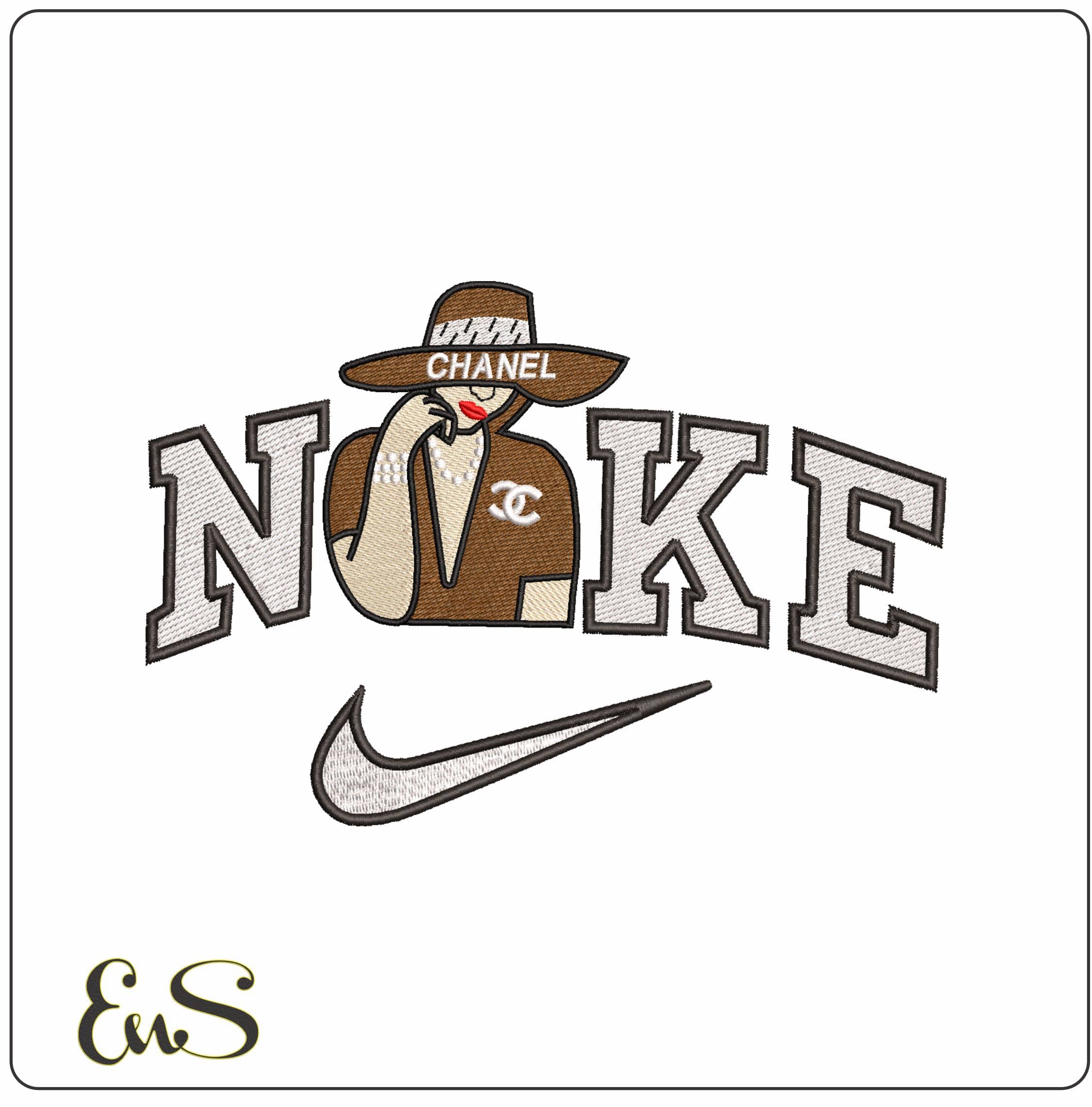 Nike Woman in Chanel- Elegant embroidery design file - instant download