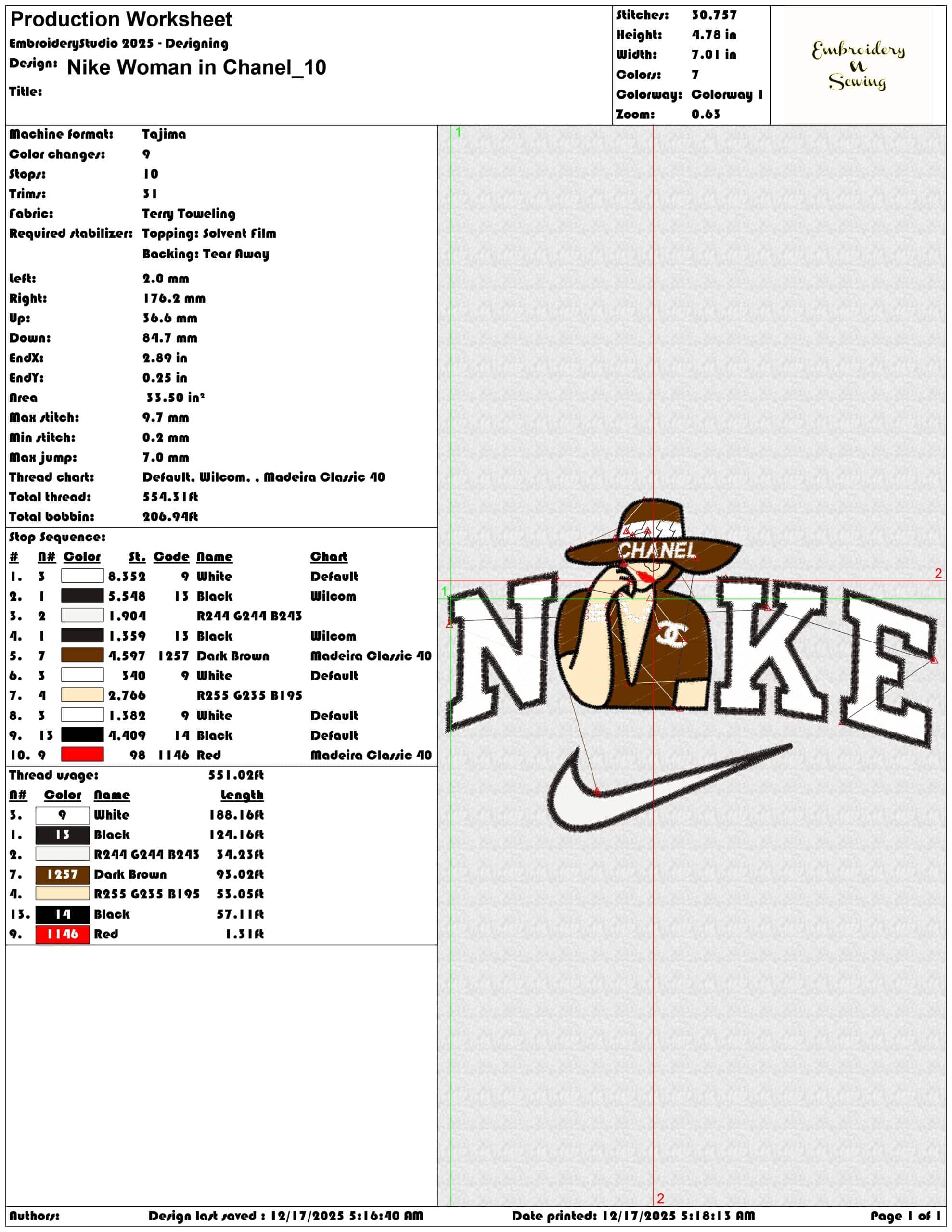 Nike Woman in Chanel- Elegant embroidery design file - instant download — view 3