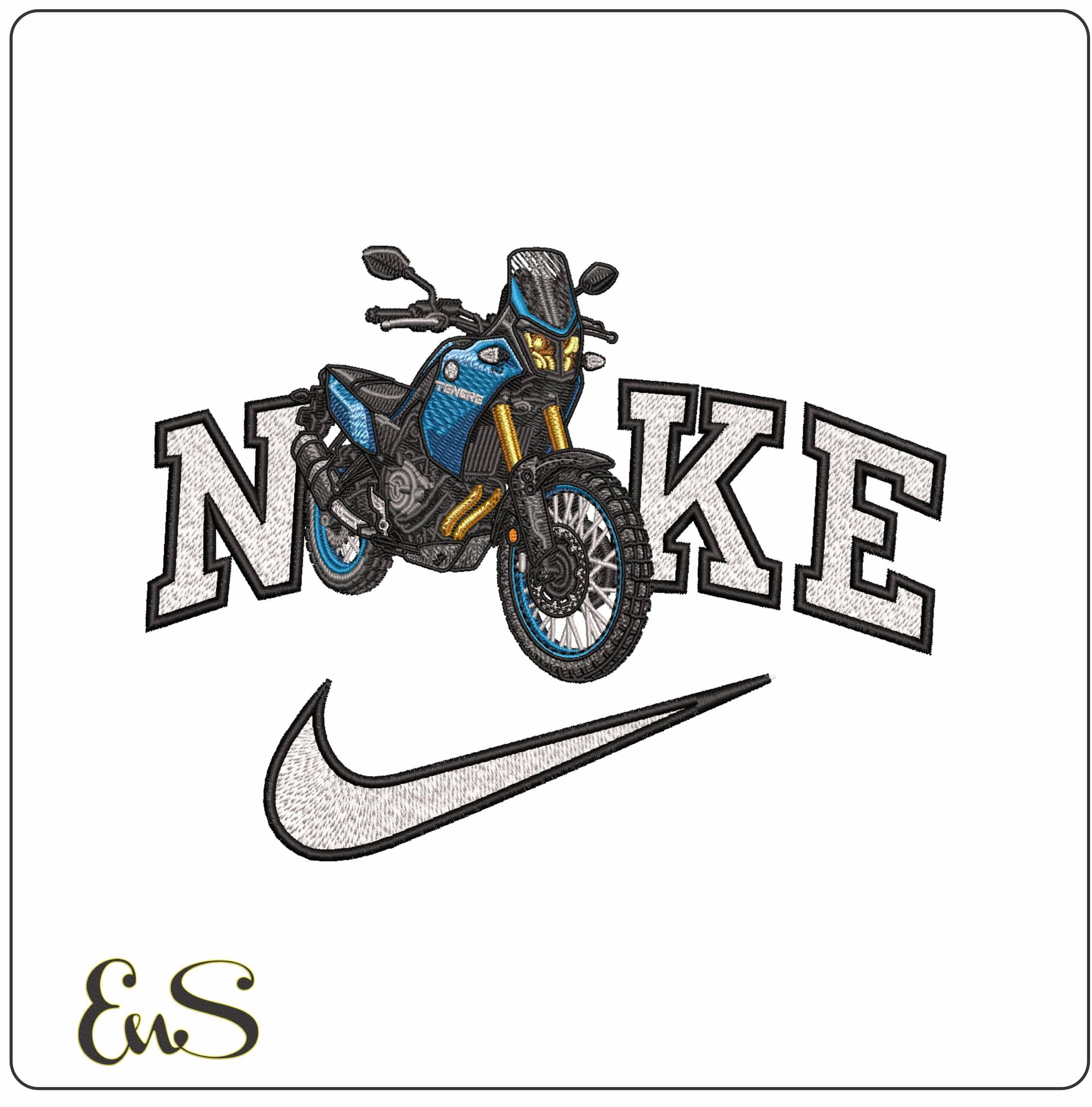 Nike Yamaha Tenere 700 Motorbike- Elegant embroidery design file - instant download