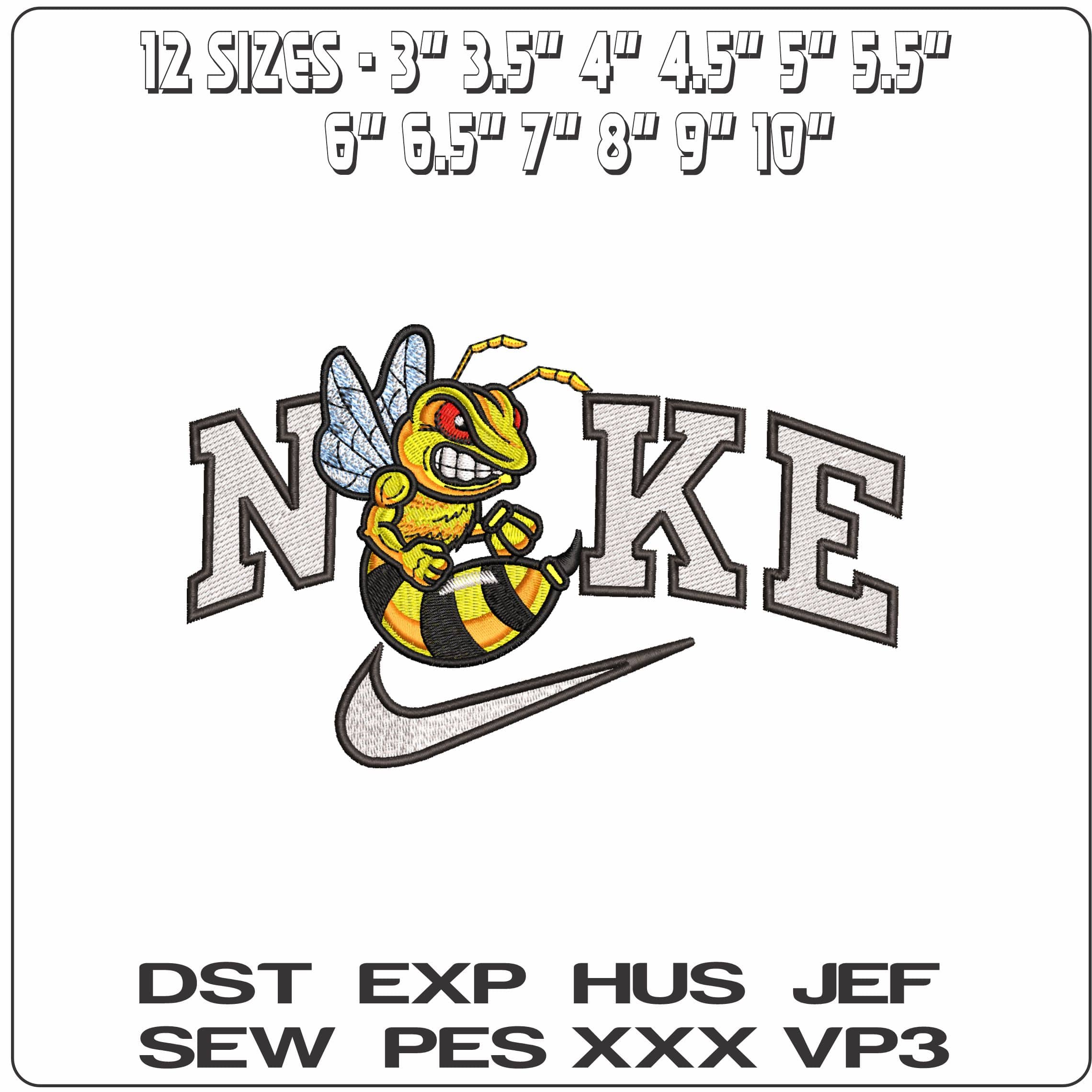 Nike Yellow Jacket Hornet- Elegant embroidery design file - instant download — view 2