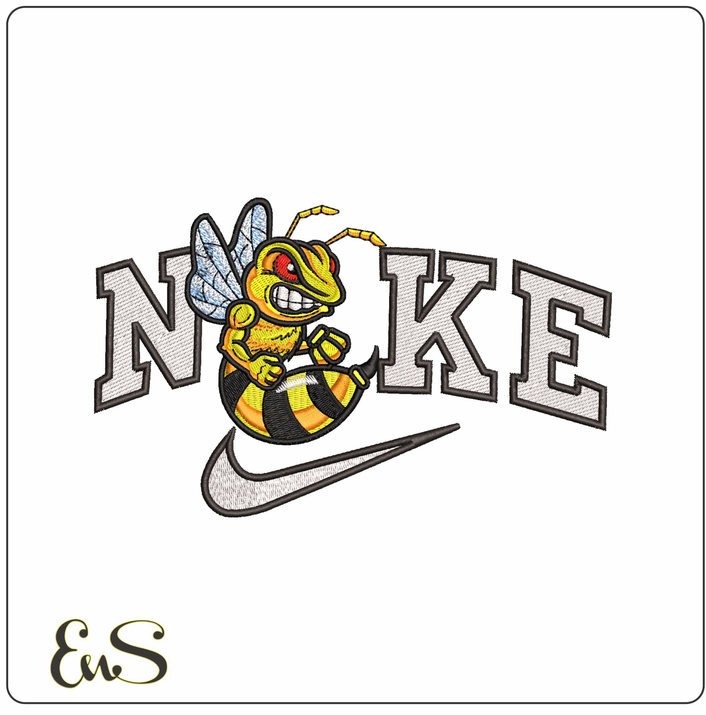 Nike Yellow Jacket Hornet- Elegant embroidery design file - instant download