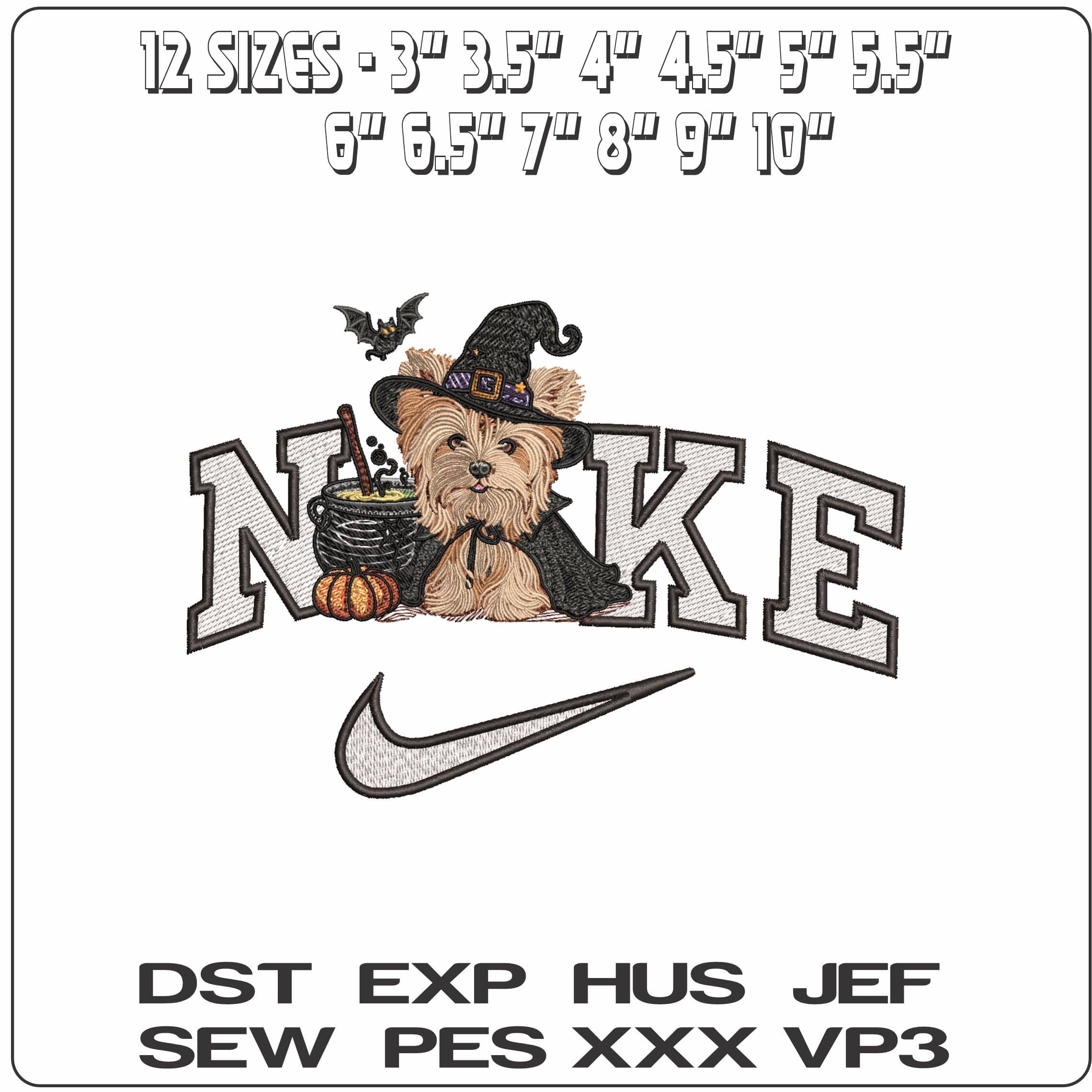Nike Yorkshire Terrier In Halloween Outfit- Elegant embroidery design file - instant download — view 2