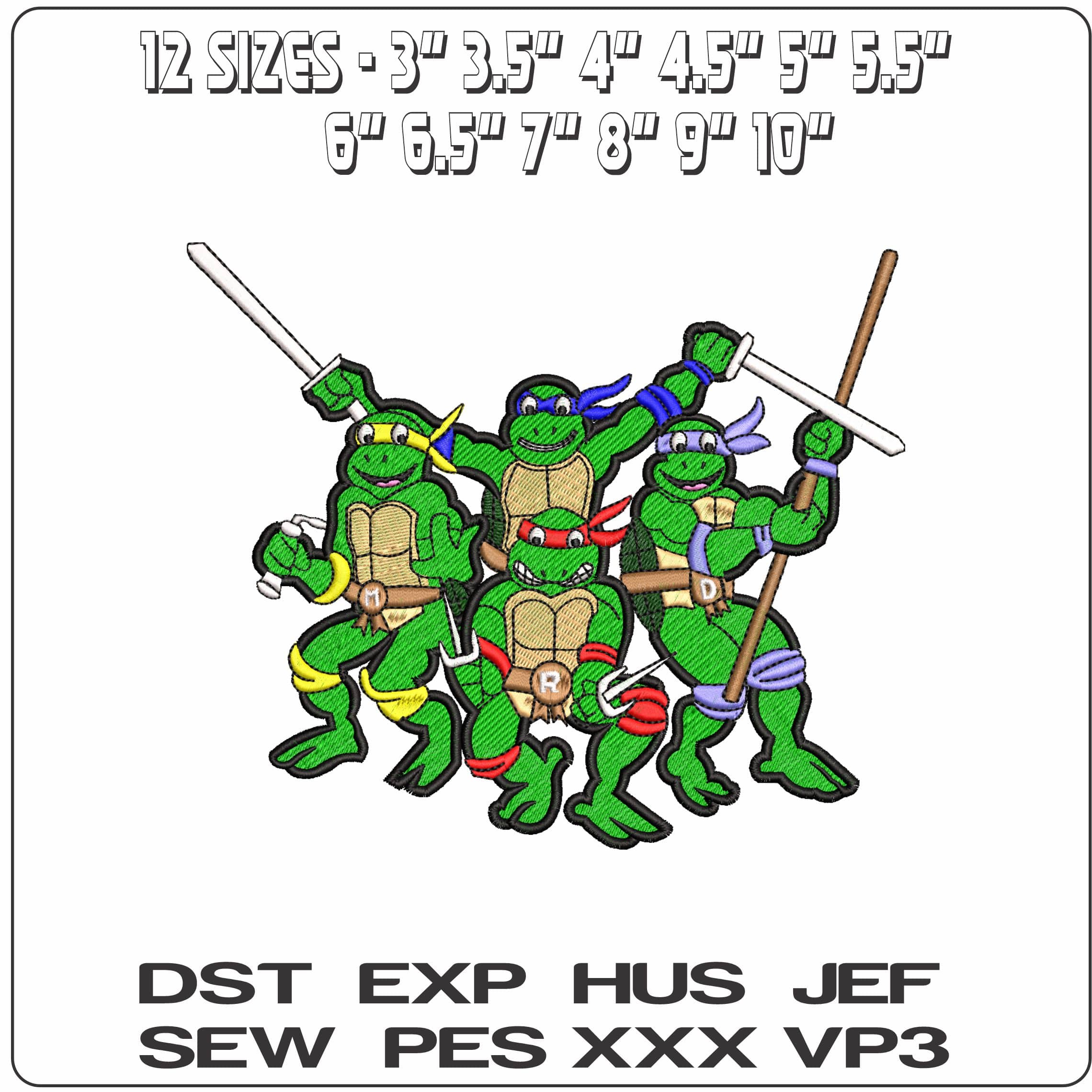 Ninja Turtles- Elegant embroidery design file - instant download — view 2