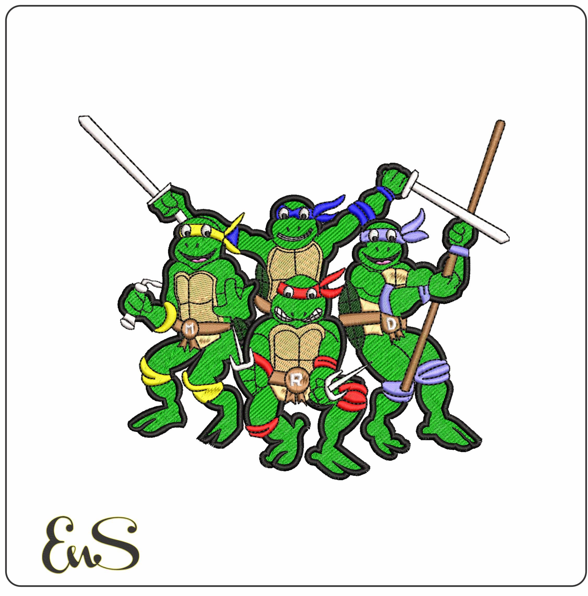 Ninja Turtles- Elegant embroidery design file - instant download