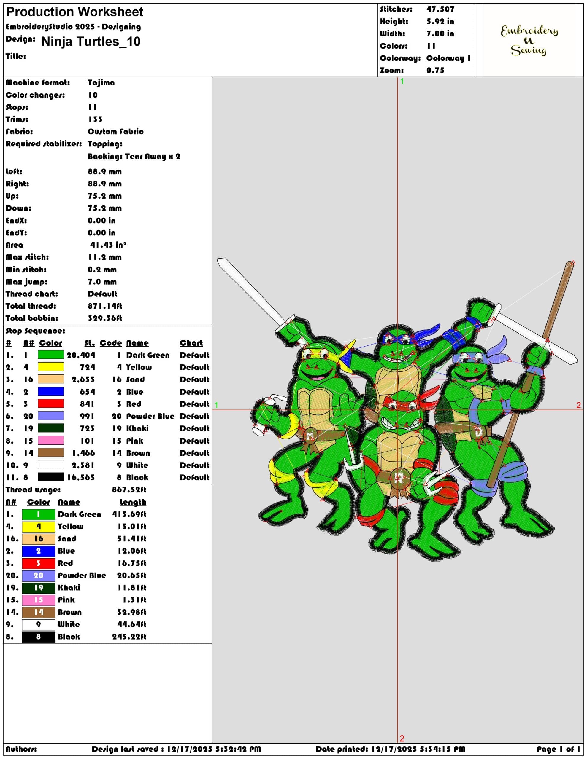 Ninja Turtles- Elegant embroidery design file - instant download — view 3