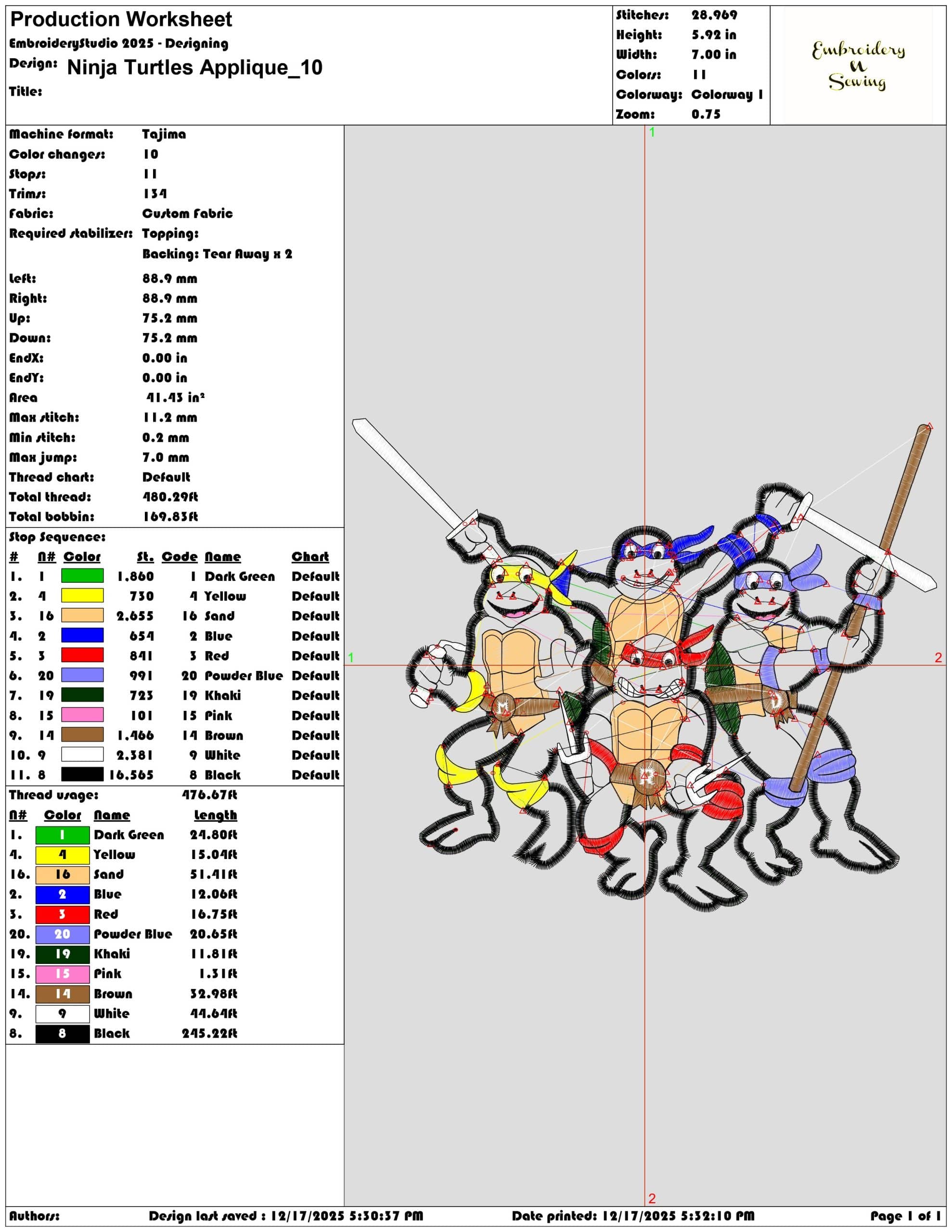 Ninja Turtles Applique- Elegant embroidery design file - instant download — view 3