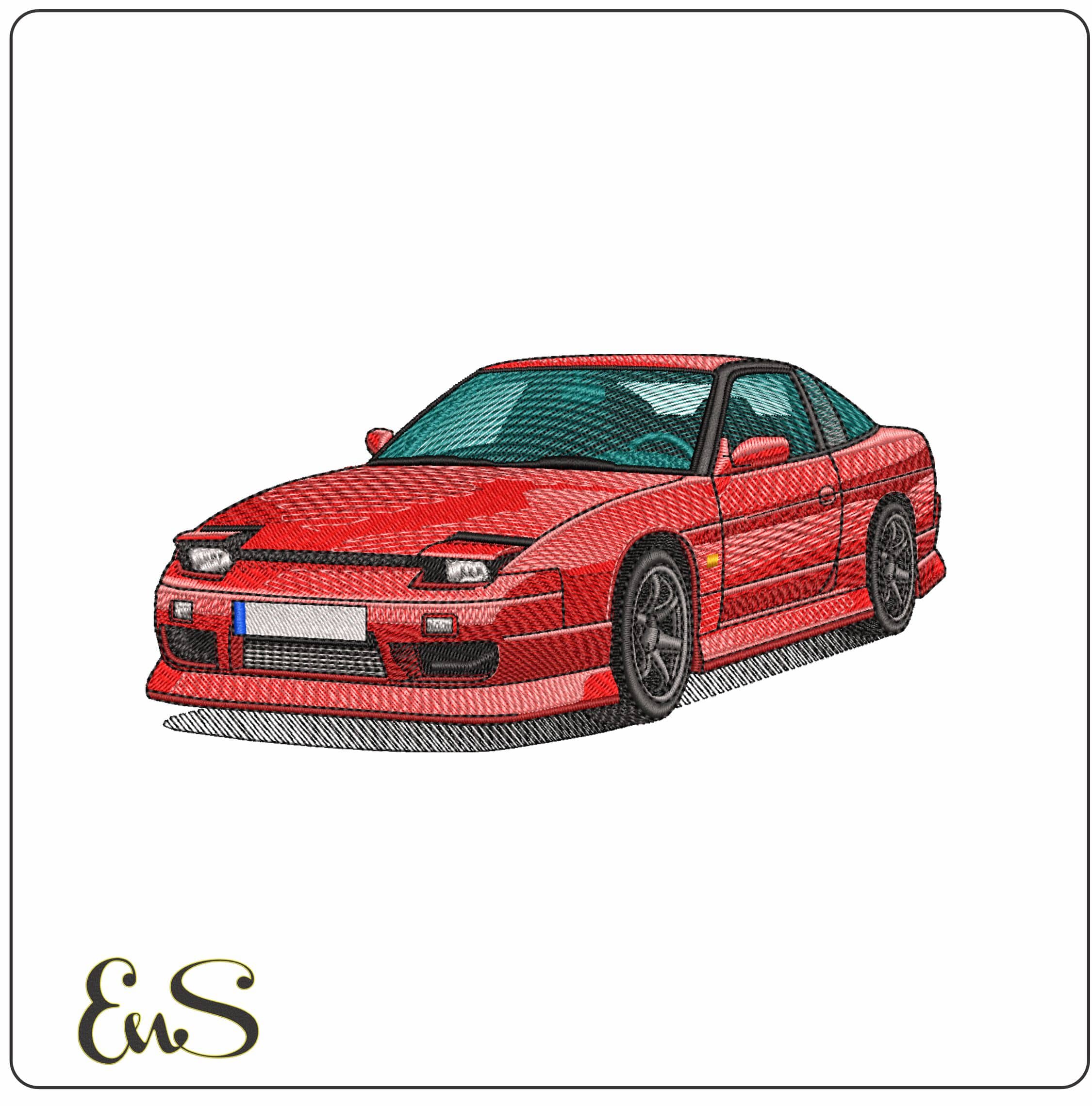 Nissan 180SX- Elegant embroidery design file - instant download