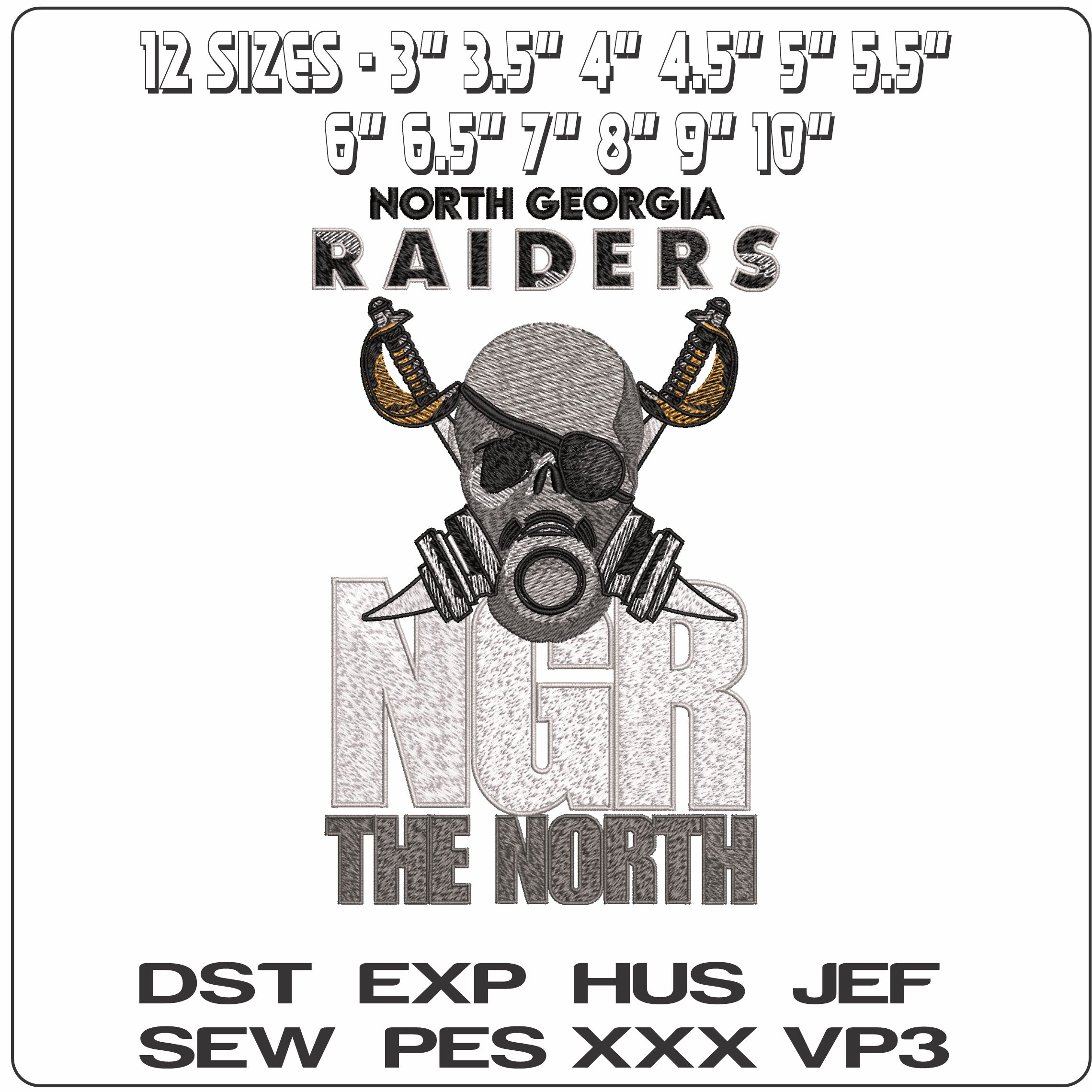 North Georgia Raiders The North- Elegant embroidery design file - instant download — view 2