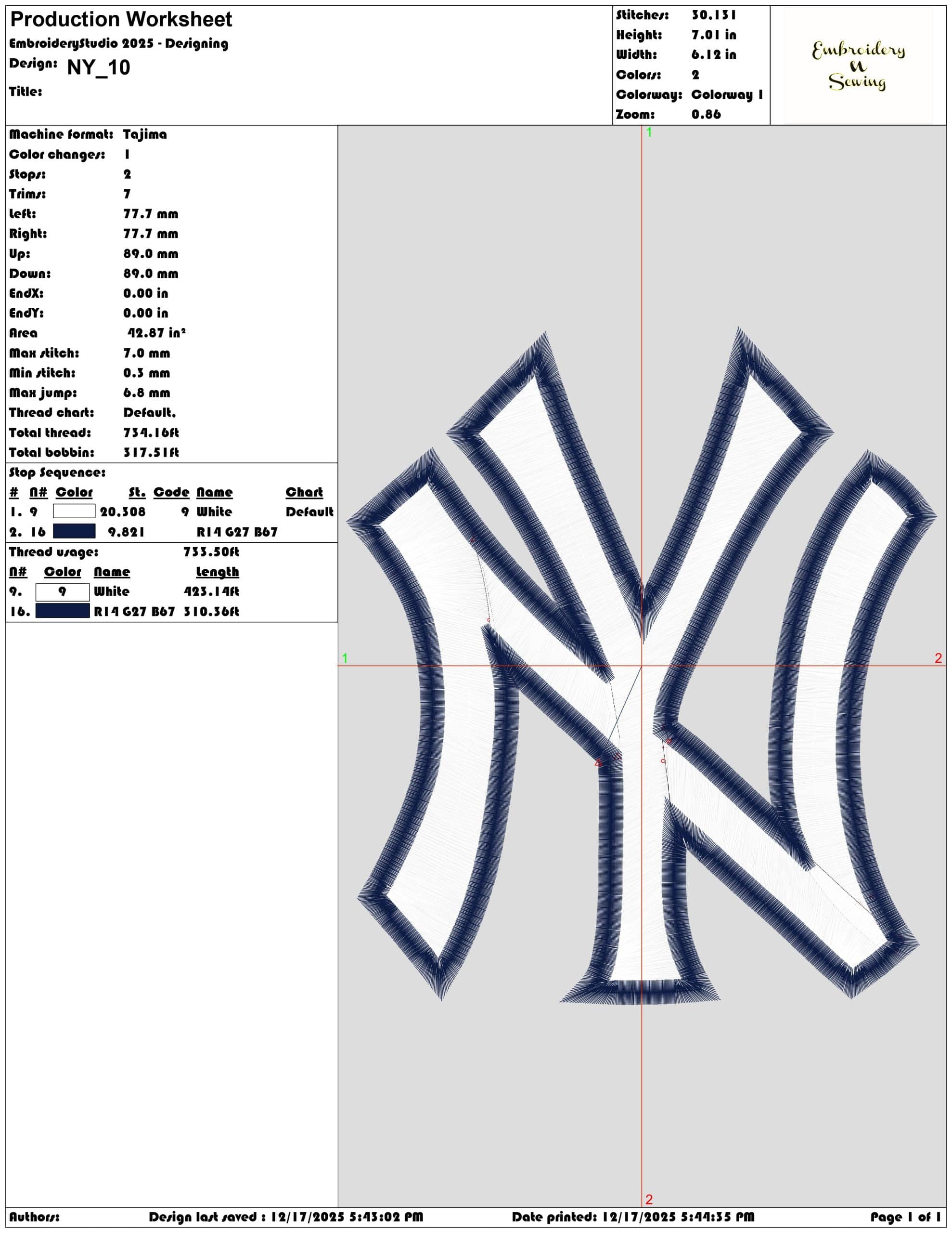 NY- Elegant embroidery design file - instant download — view 3