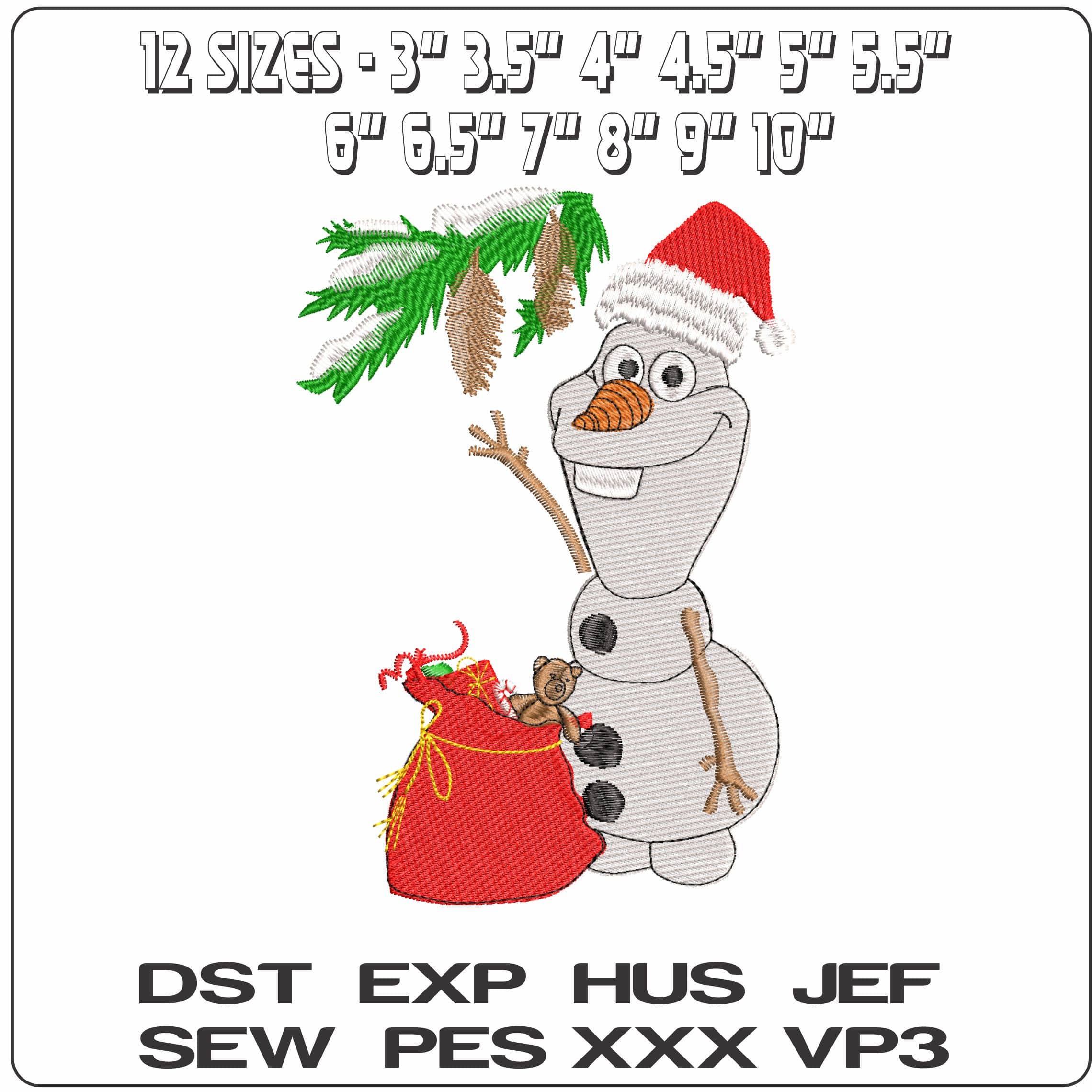Olaf with Christmas presents- Elegant embroidery design file - instant download — view 2